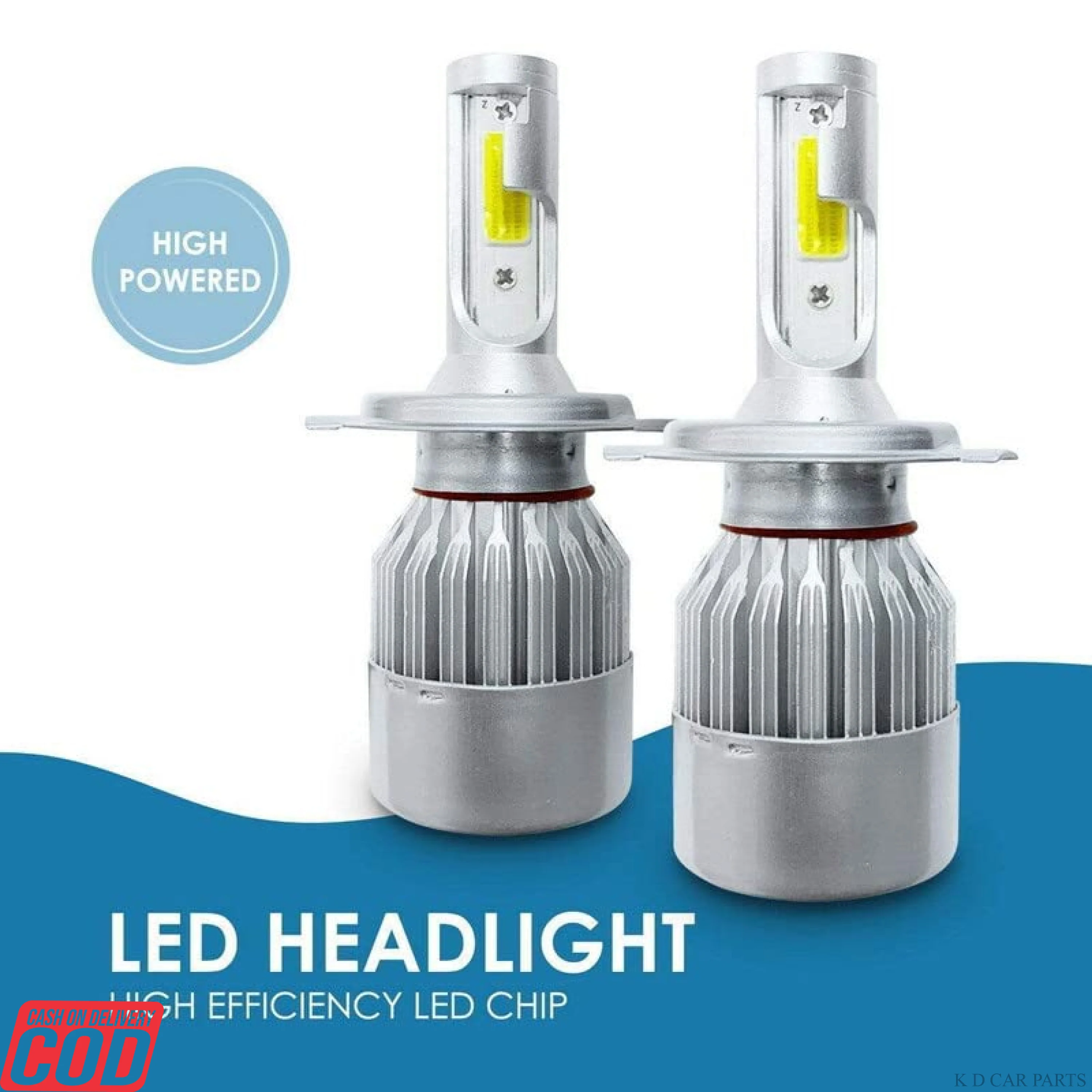 C6 White HID Bulb H4 (50w) PAIR (Universal For All Car) - Image 2
