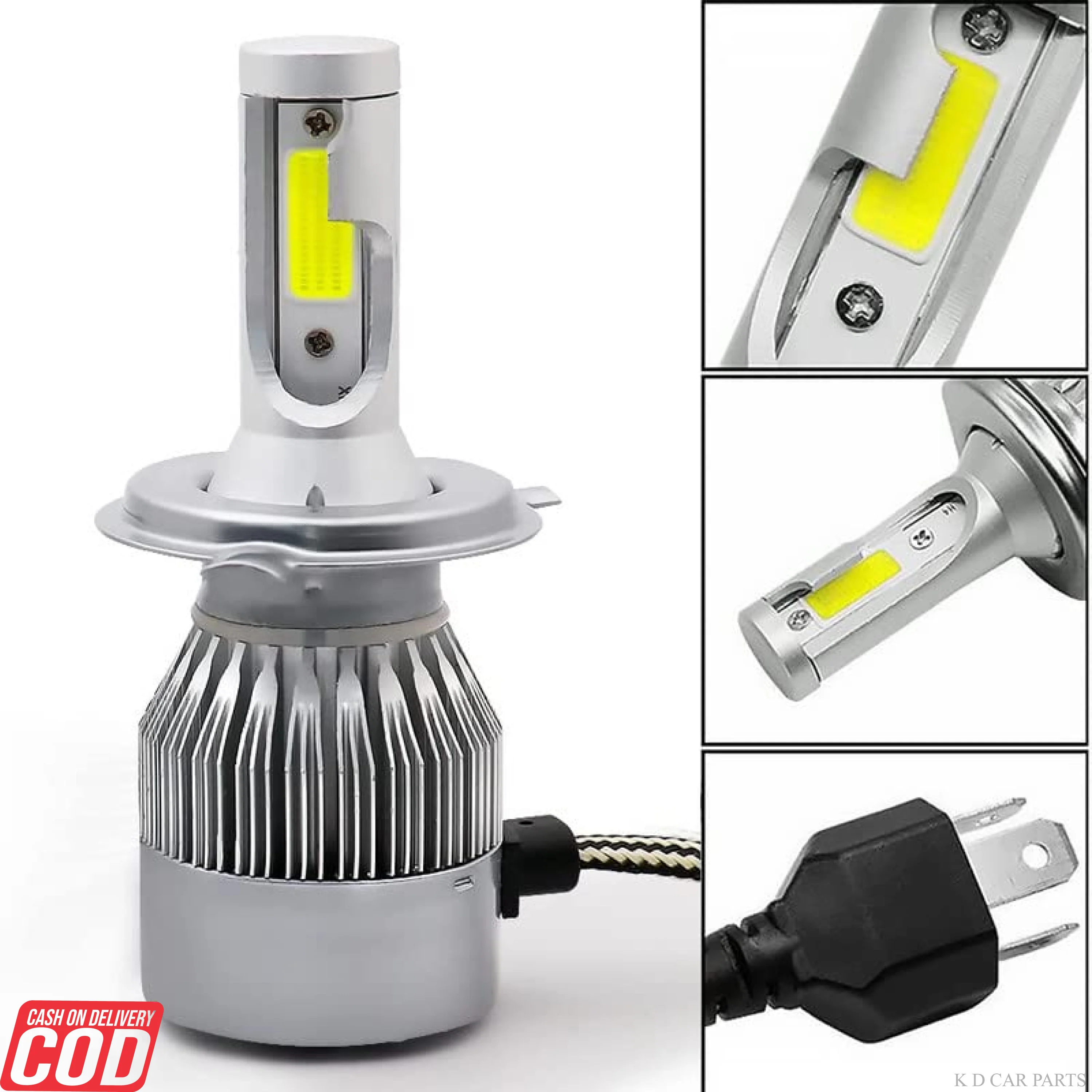 C6 White HID Bulb H4 (50w) PAIR (Universal For All Car) - Image 3