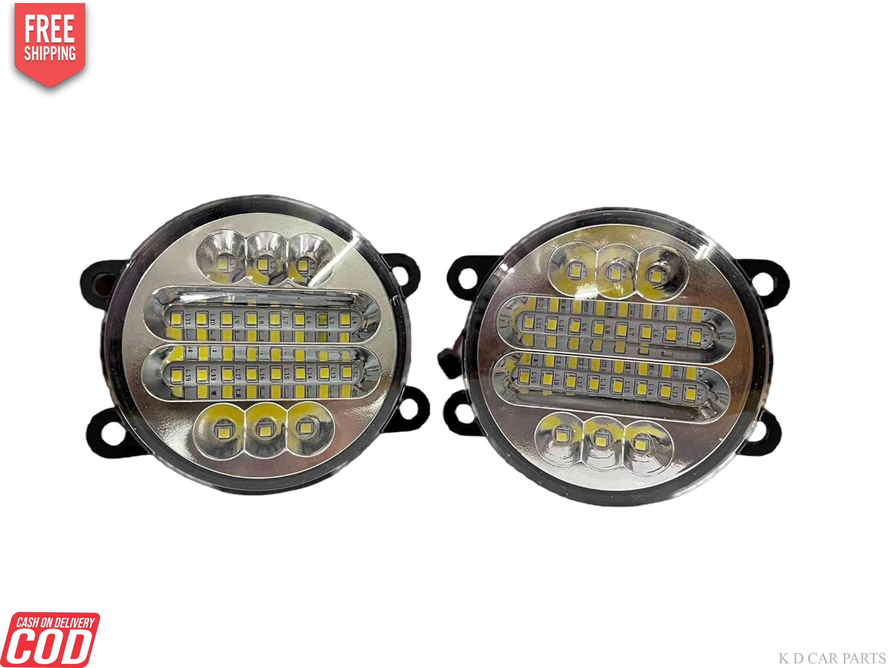 K D LED Fog Lamp for Swift, Ritz, Dzire, K10 T2, Eco Sport, Baleno, WagonR, S-Cross, Ertiga, SX4, Ignis, Ciaz, Brezza, Celerio (UNIVERSAL LED FOG LAMP)