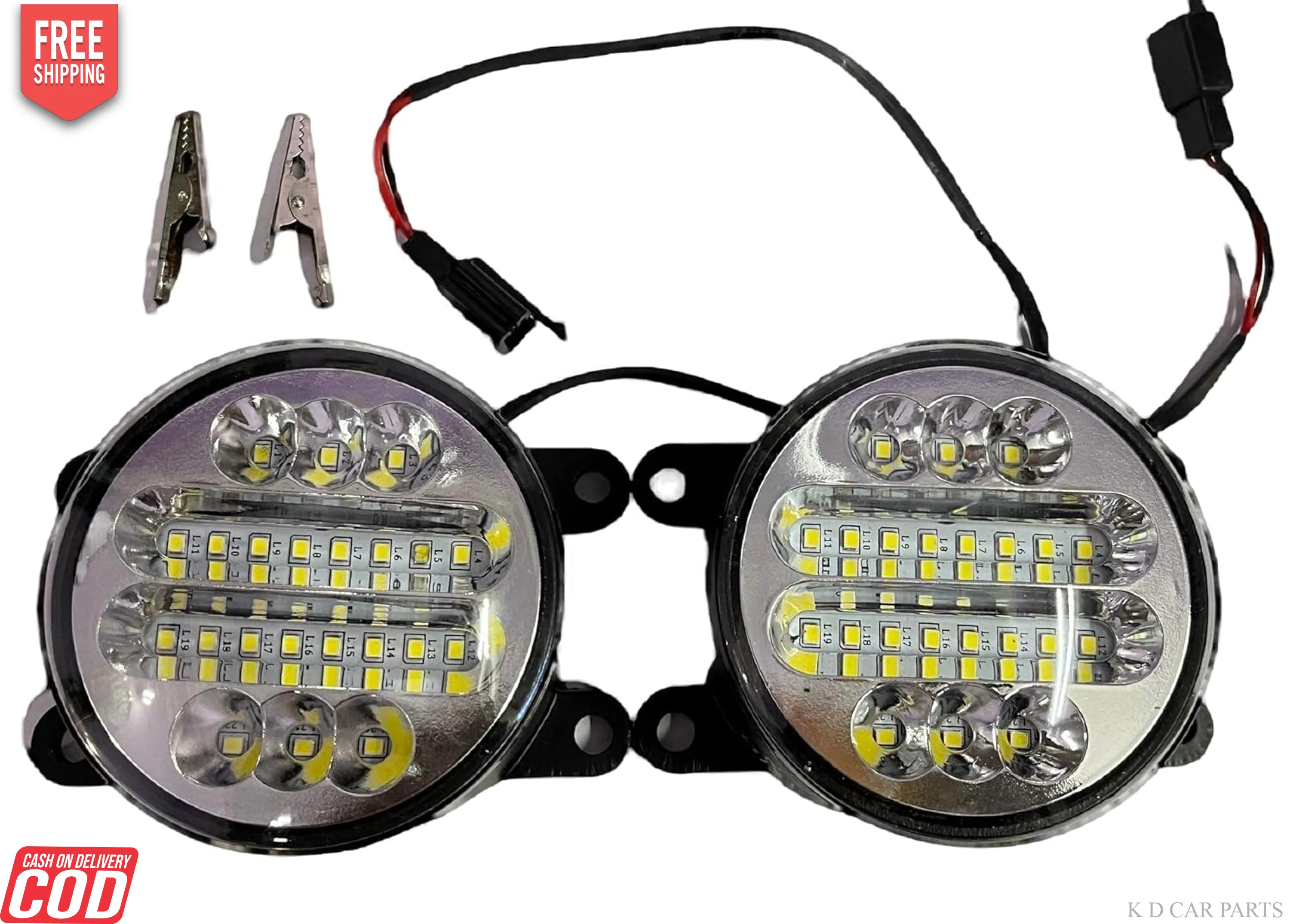 K D LED Fog Lamp for Swift, Ritz, Dzire, K10 T2, Eco Sport, Baleno, WagonR, S-Cross, Ertiga, SX4, Ignis, Ciaz, Brezza, Celerio (UNIVERSAL LED FOG LAMP) - Image 2