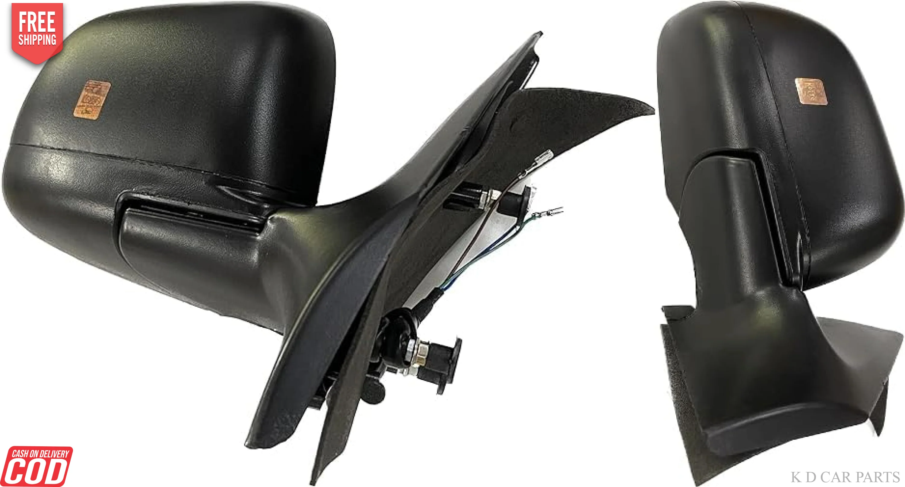 K D Door/Side Mirror for Nissan Sunny/Renault Scala | Motorised | Without indicator (Black) WITH COUPLER - Image 11