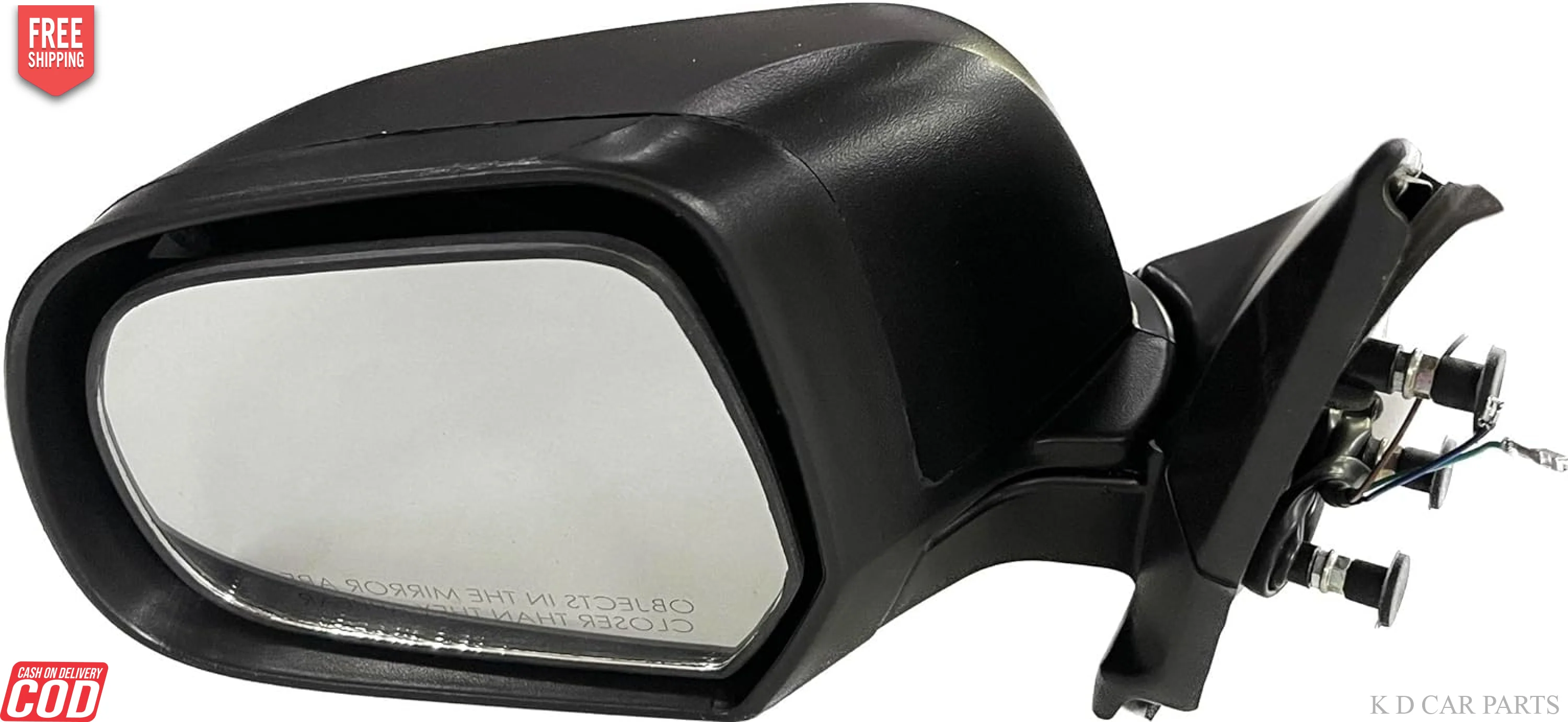 K D Door/Side Mirror for Nissan Sunny/Renault Scala | Motorised | Without indicator (Black) WITH COUPLER - Image 6