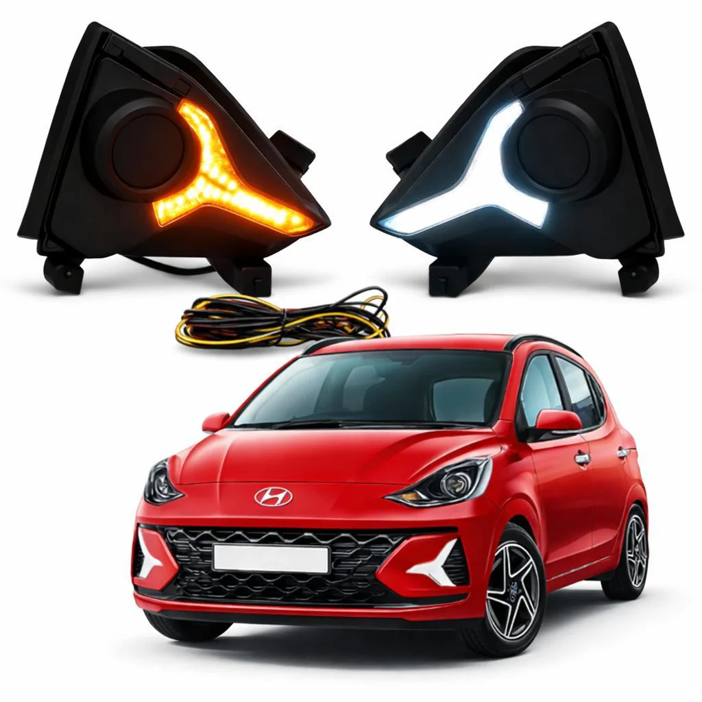 K D DRL Fog Lamp Cover With Wiring For Hyundai Grand NIOS (2023-2026)