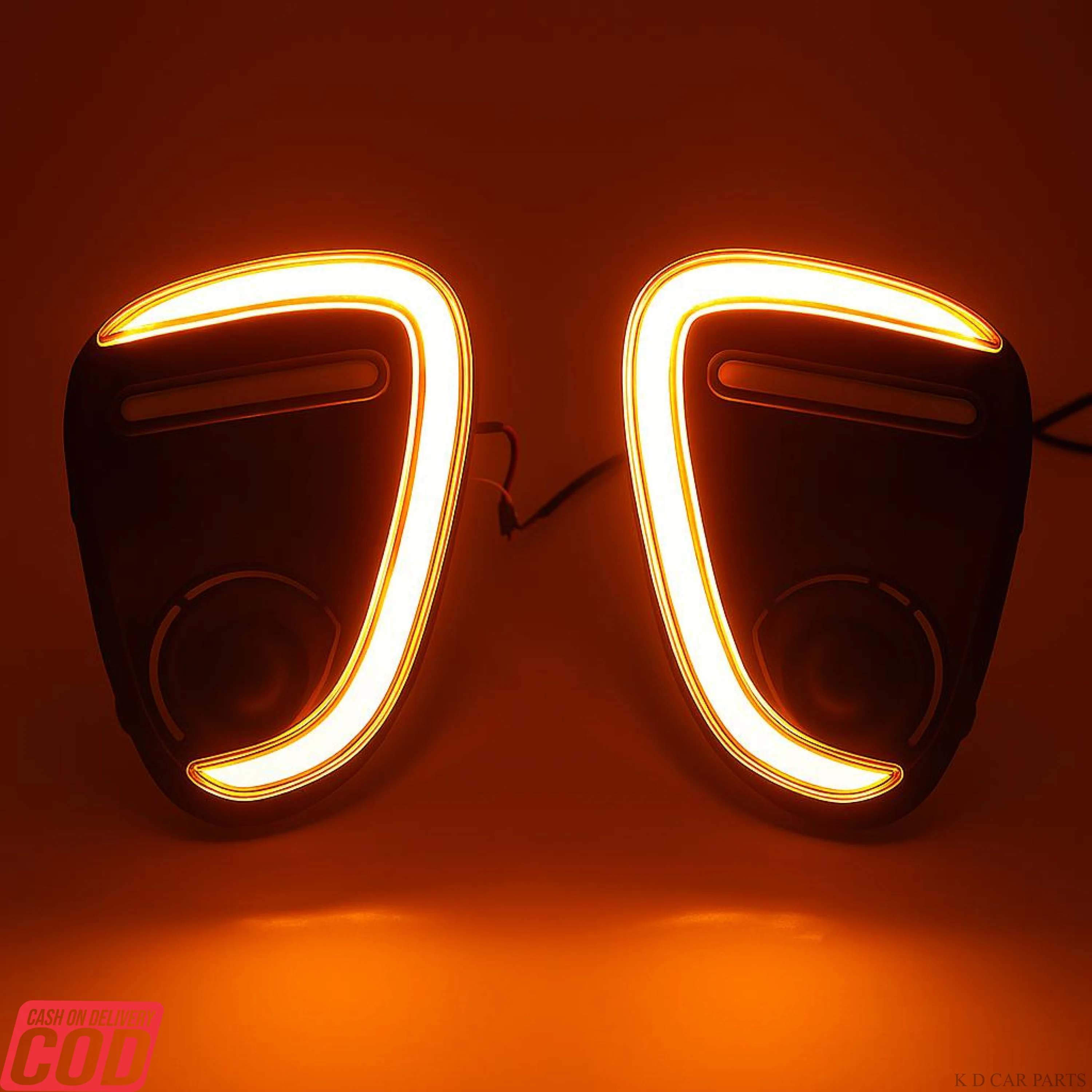 K D DRL LED Fog Lamp Cover with Turn Signal Indicator for Maruti Suzuki Baleno, Dual Color White and Yellow, 2018-2022 Model Compatible