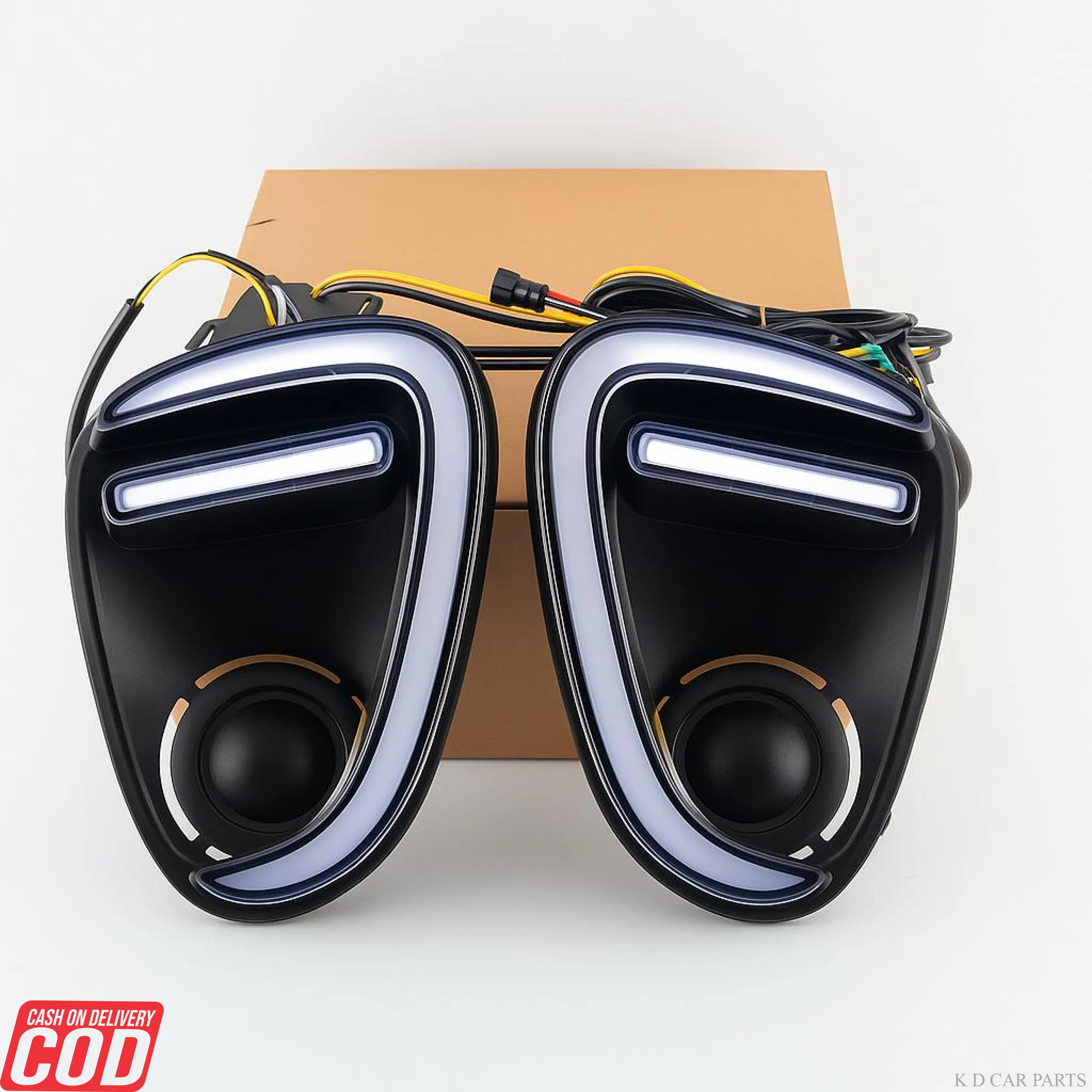 K D DRL LED Fog Lamp Cover with Turn Signal Indicator for Maruti Suzuki Baleno, Dual Color White and Yellow, 2018-2022 Model Compatible - Image 4