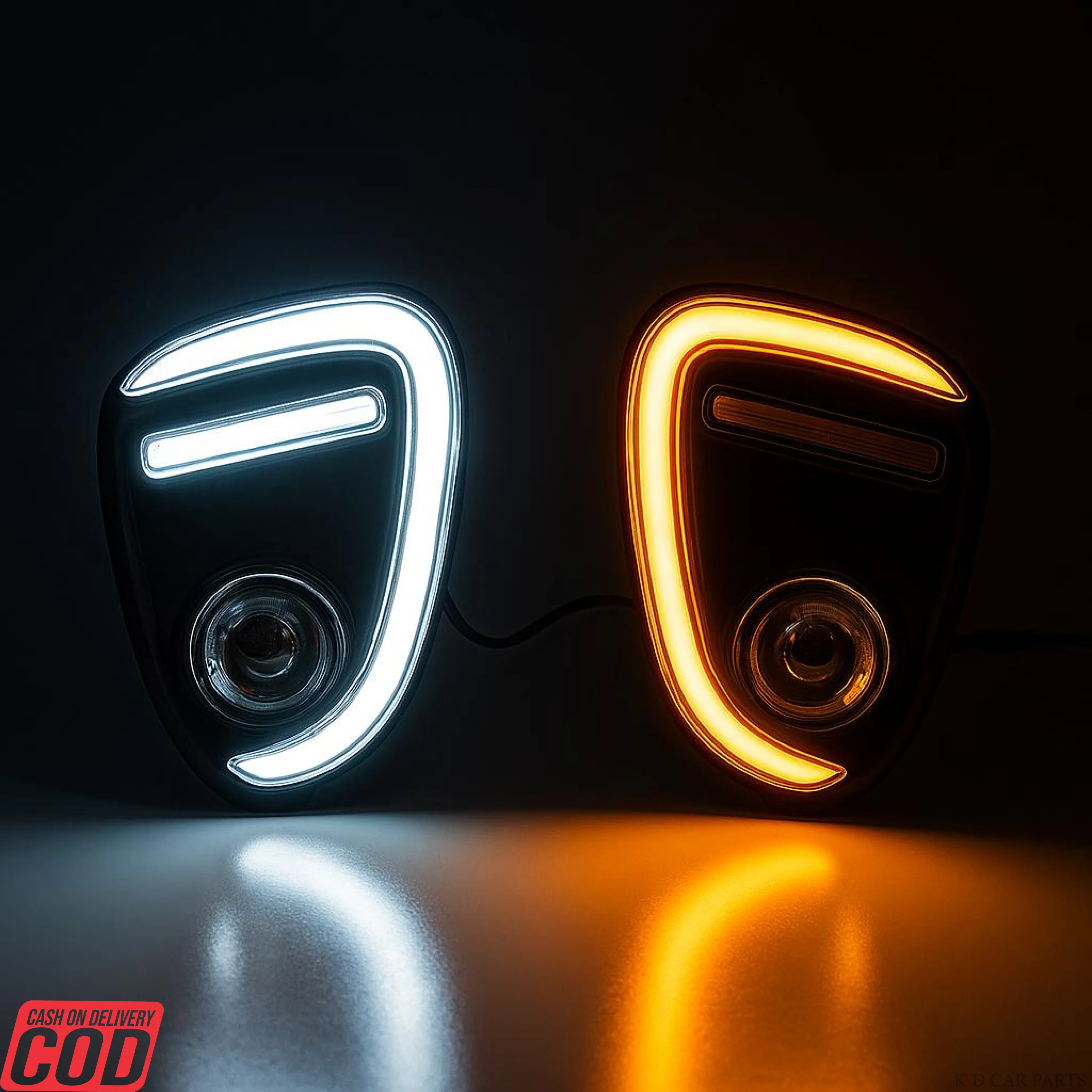 K D DRL LED Fog Lamp Cover with Turn Signal Indicator for Maruti Suzuki Baleno, Dual Color White and Yellow, 2018-2022 Model Compatible - Image 5