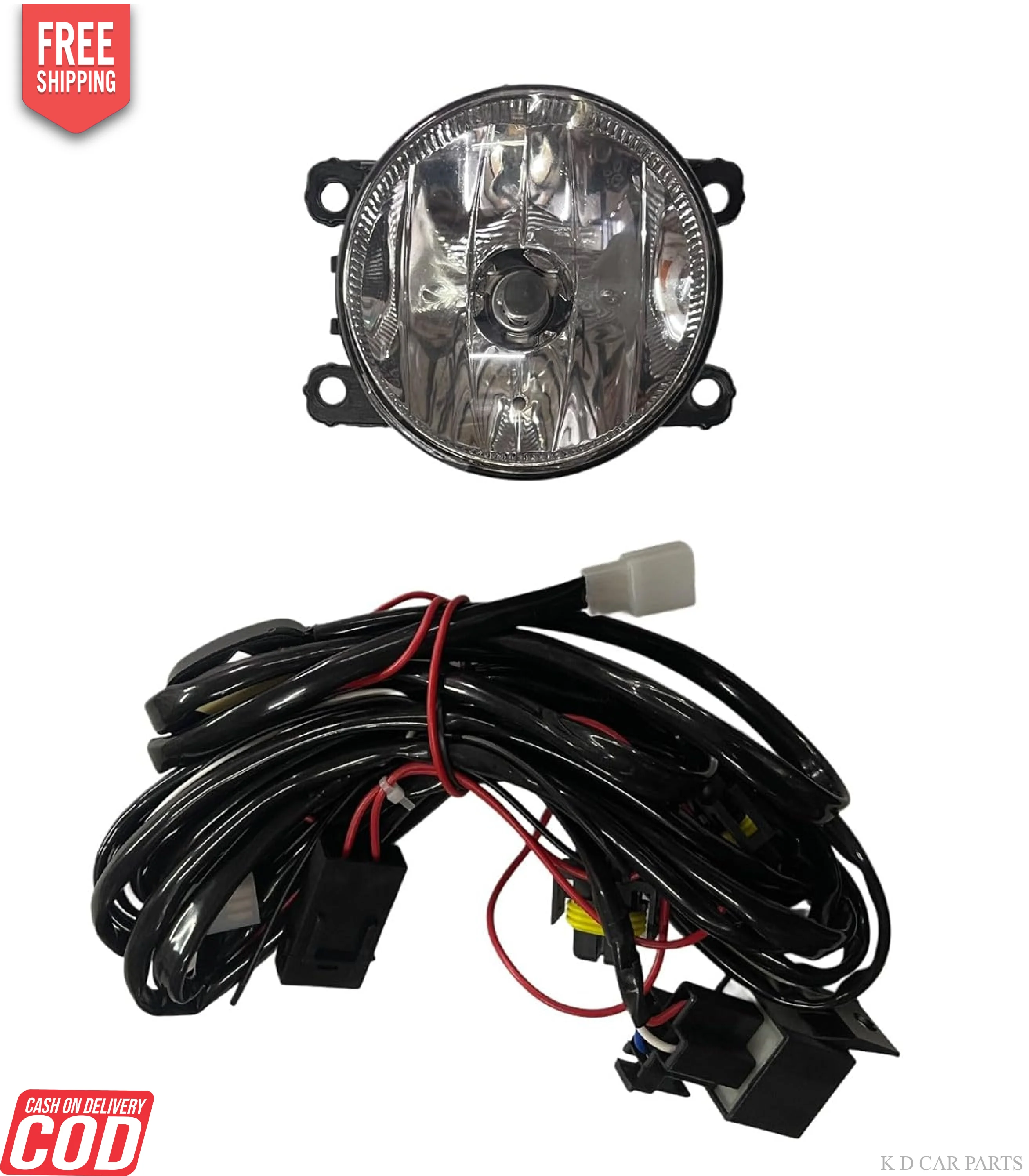 K D Fog Lamp Kit for Tiago 2020-Present, Complete Set with Wiring Harness and Chrome Bezels - Image 2