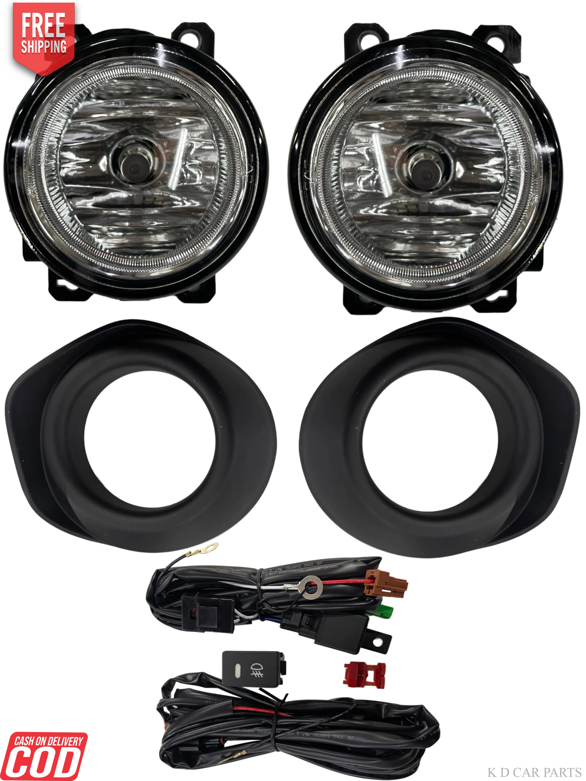 K D Fog Lamp Set for Honda WRV, Halogen Yellow, with Wiring 2017 Onwards