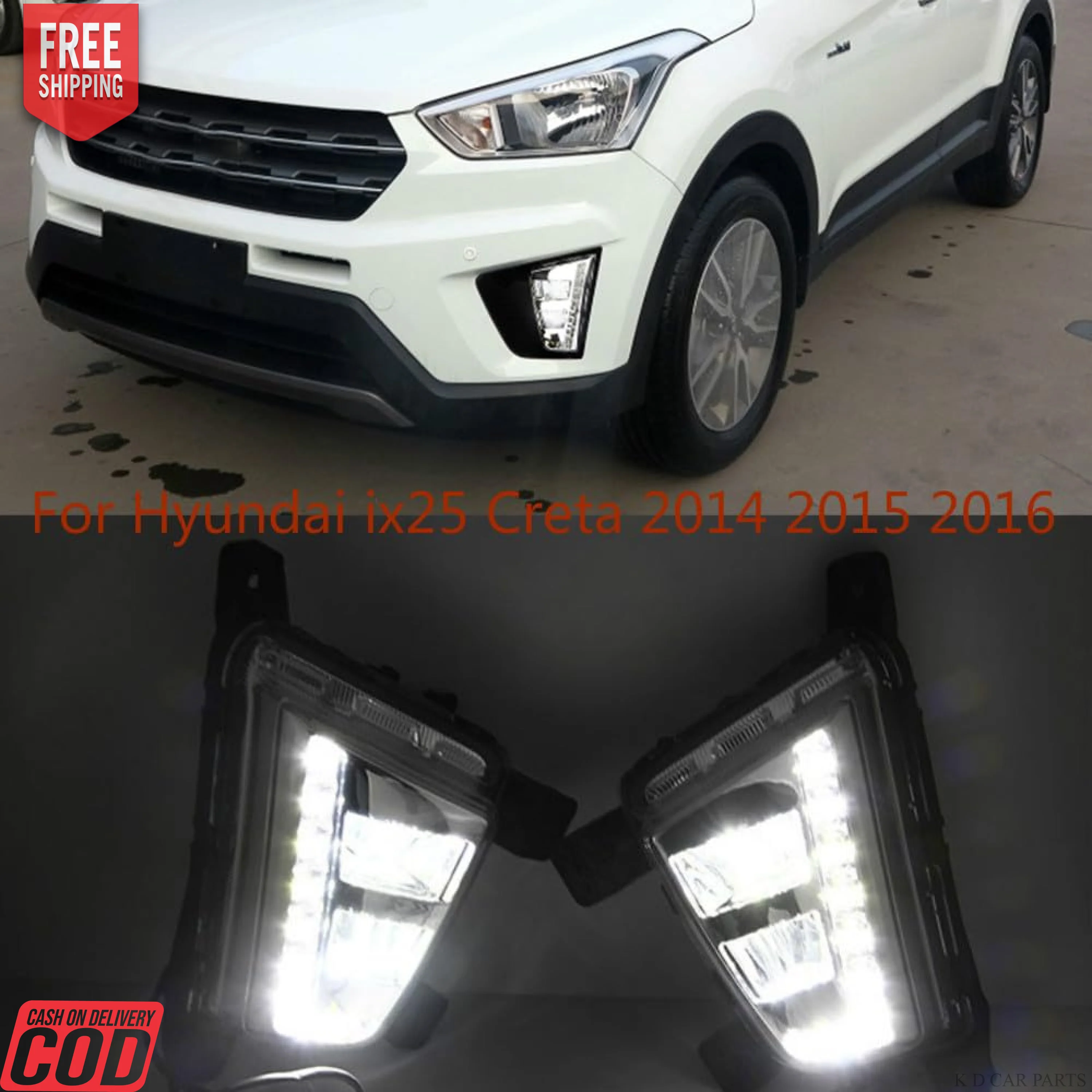 K D Fog Lamp Set for Hyundai Creta with DRL,wiring 2015-2018 Pair - Image 4