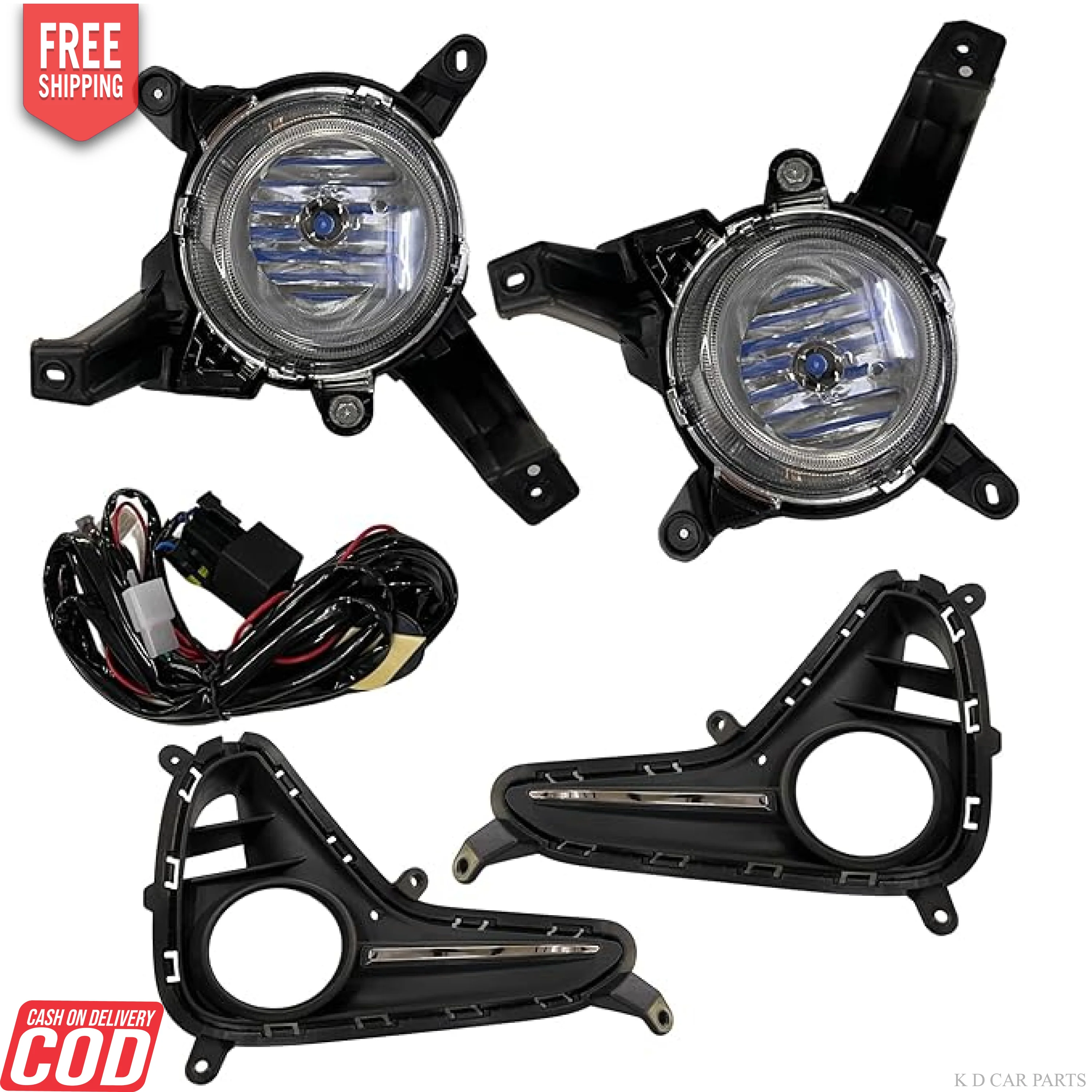 K D Fog Lamp for Hyundai I10 Grand Complete Kit 2016-2019
