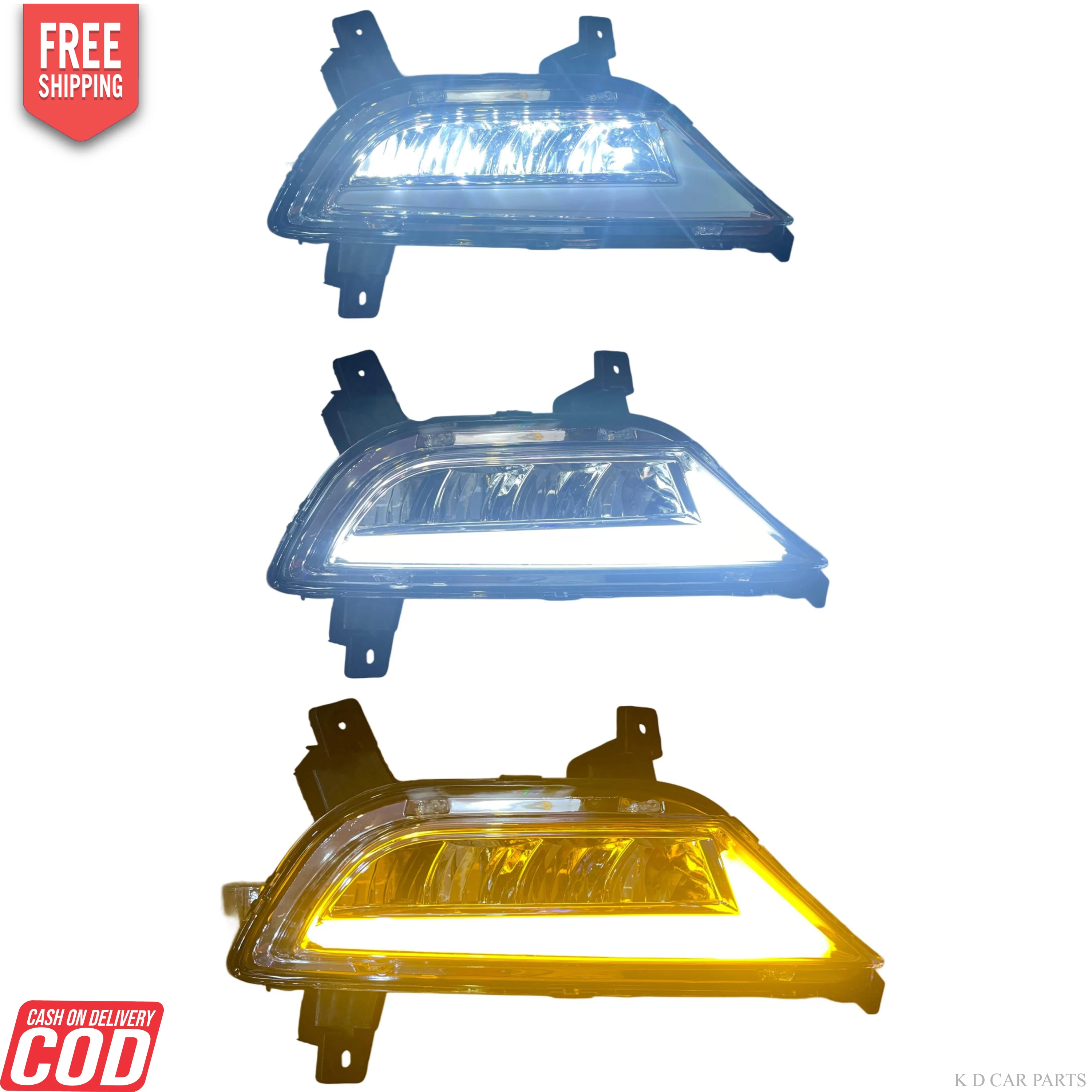 K D Fog Lamp Set For Hyundai I20 Elite (2014-2018) WHITE LED & DRL (PAIR) WITH WIRING - Image 2
