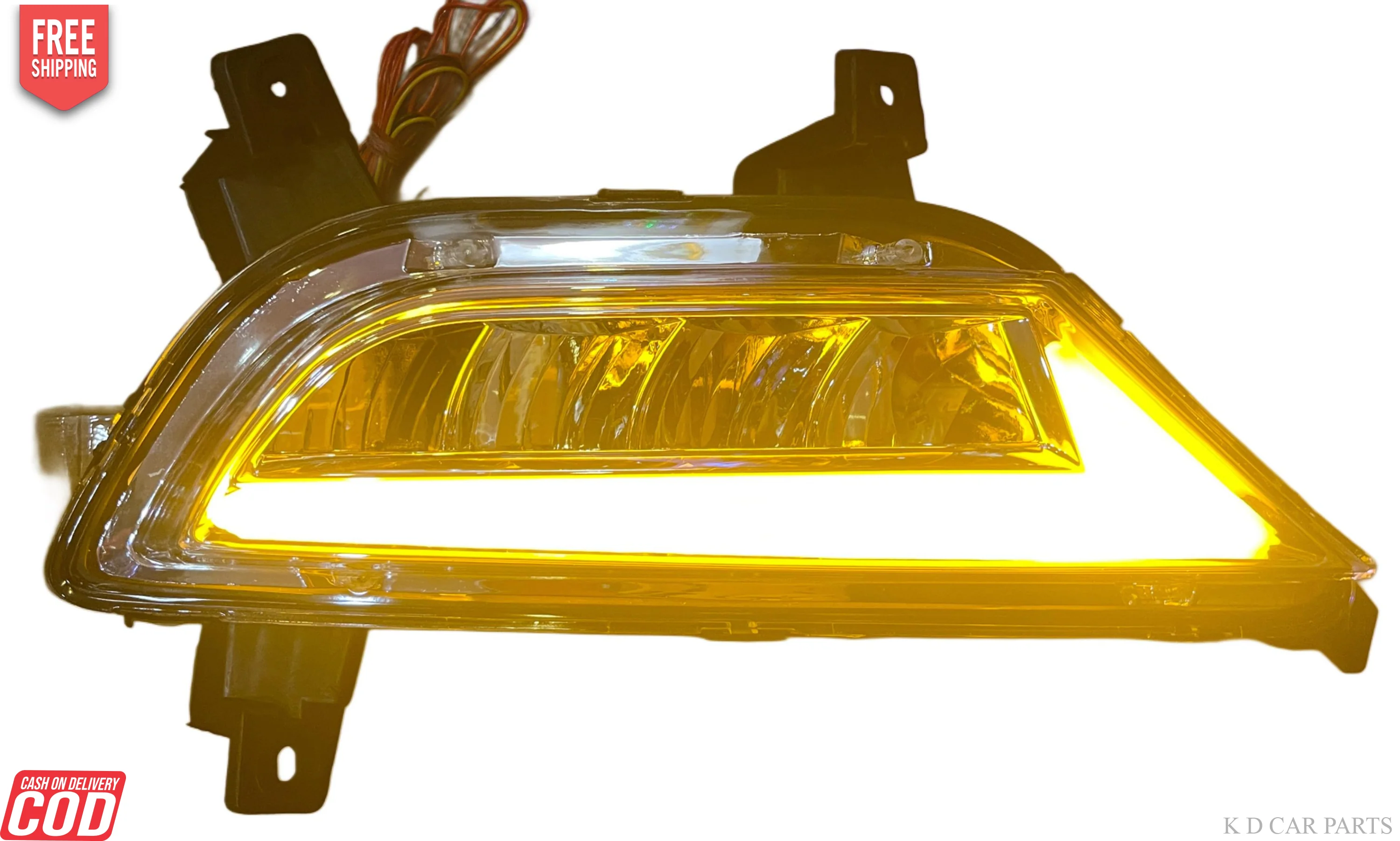 K D Fog Lamp Set For Hyundai I20 Elite (2014-2018) WHITE LED & DRL (PAIR) WITH WIRING - Image 3