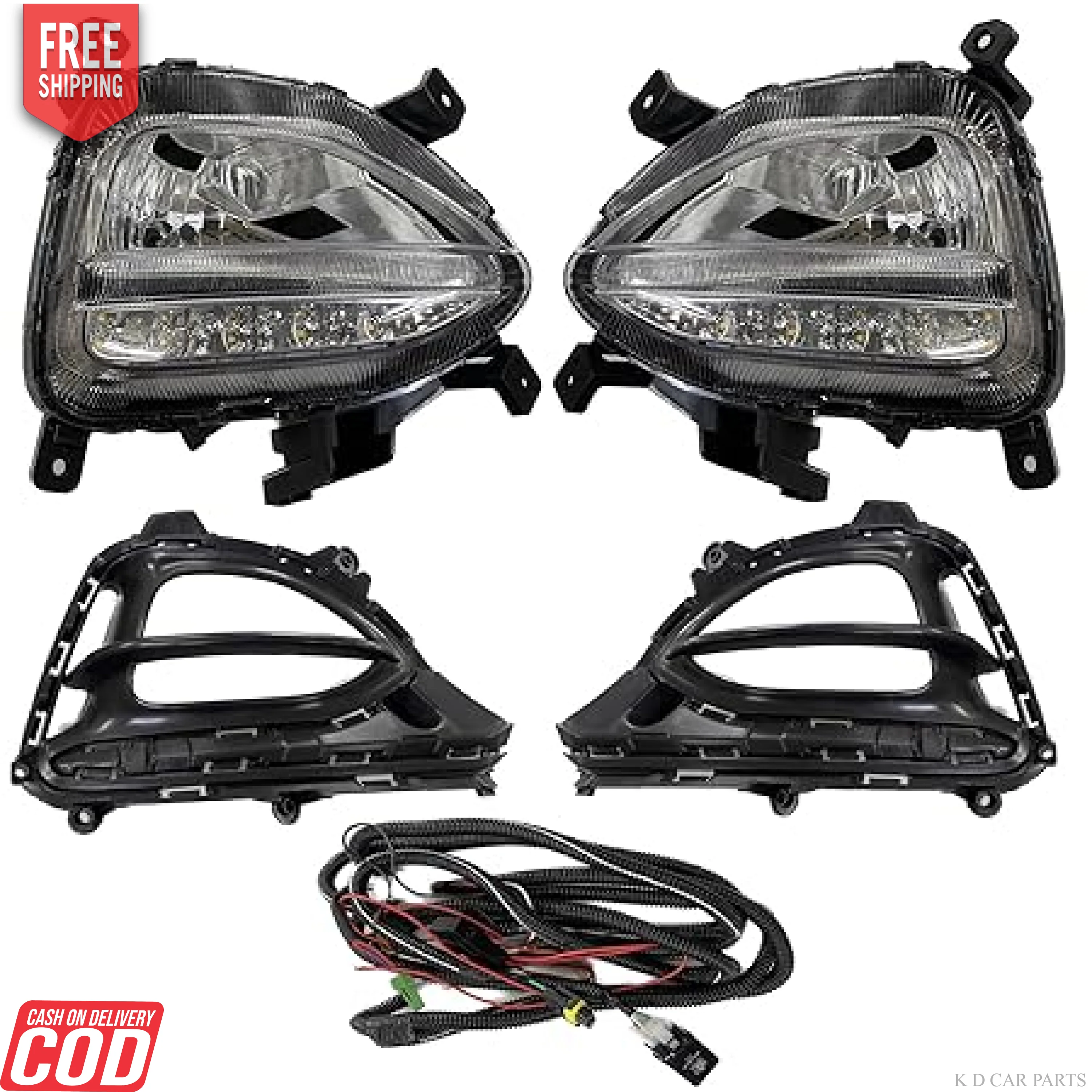 K D LED Fog Lamp  For Hyundai I20 Elite 2018-2020 DRL With Bulb & Indicator Complete KIT