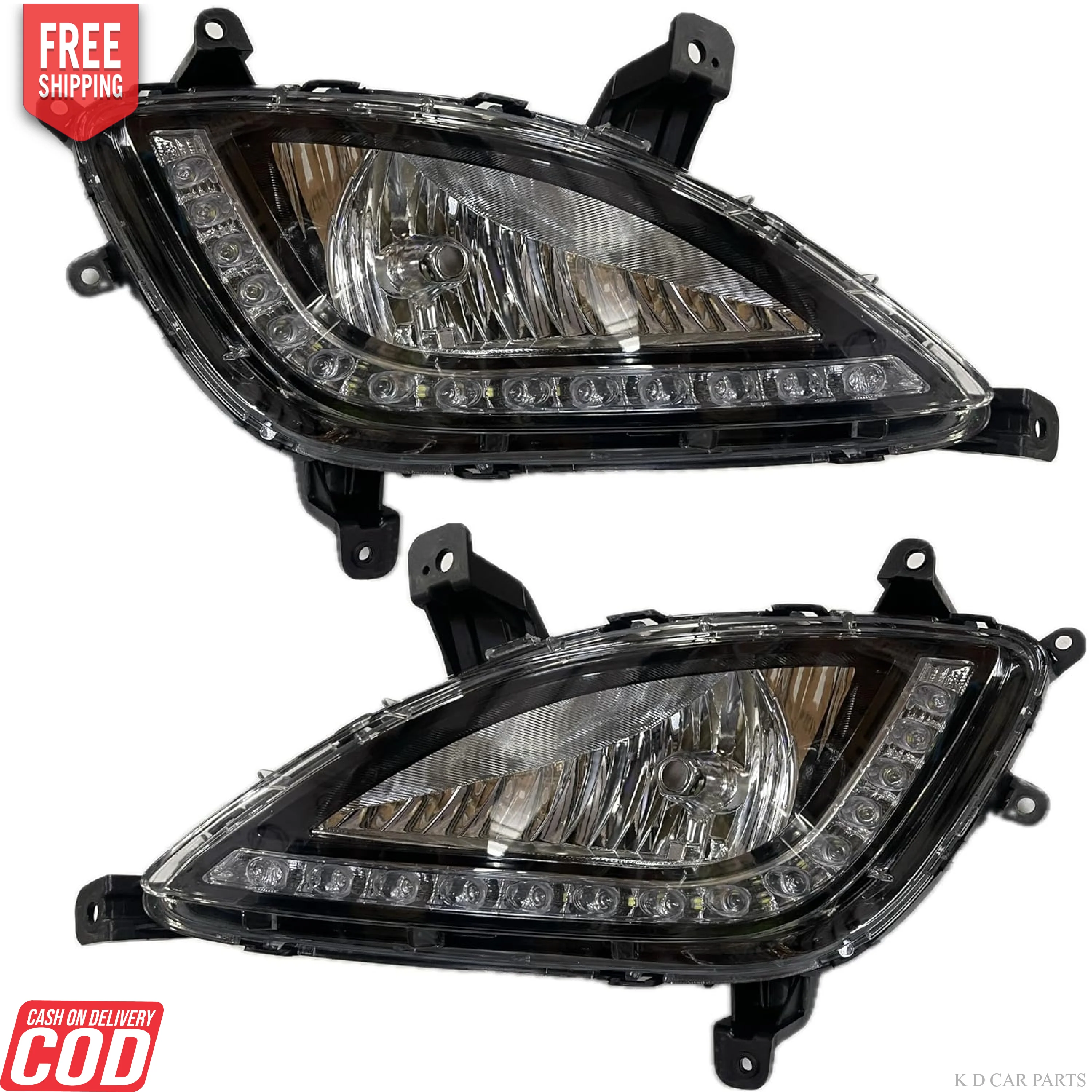 K D LED Fog Lamp  For Hyundai I20 With DRL Indicator Complete KIT (2012-2014) Type 2