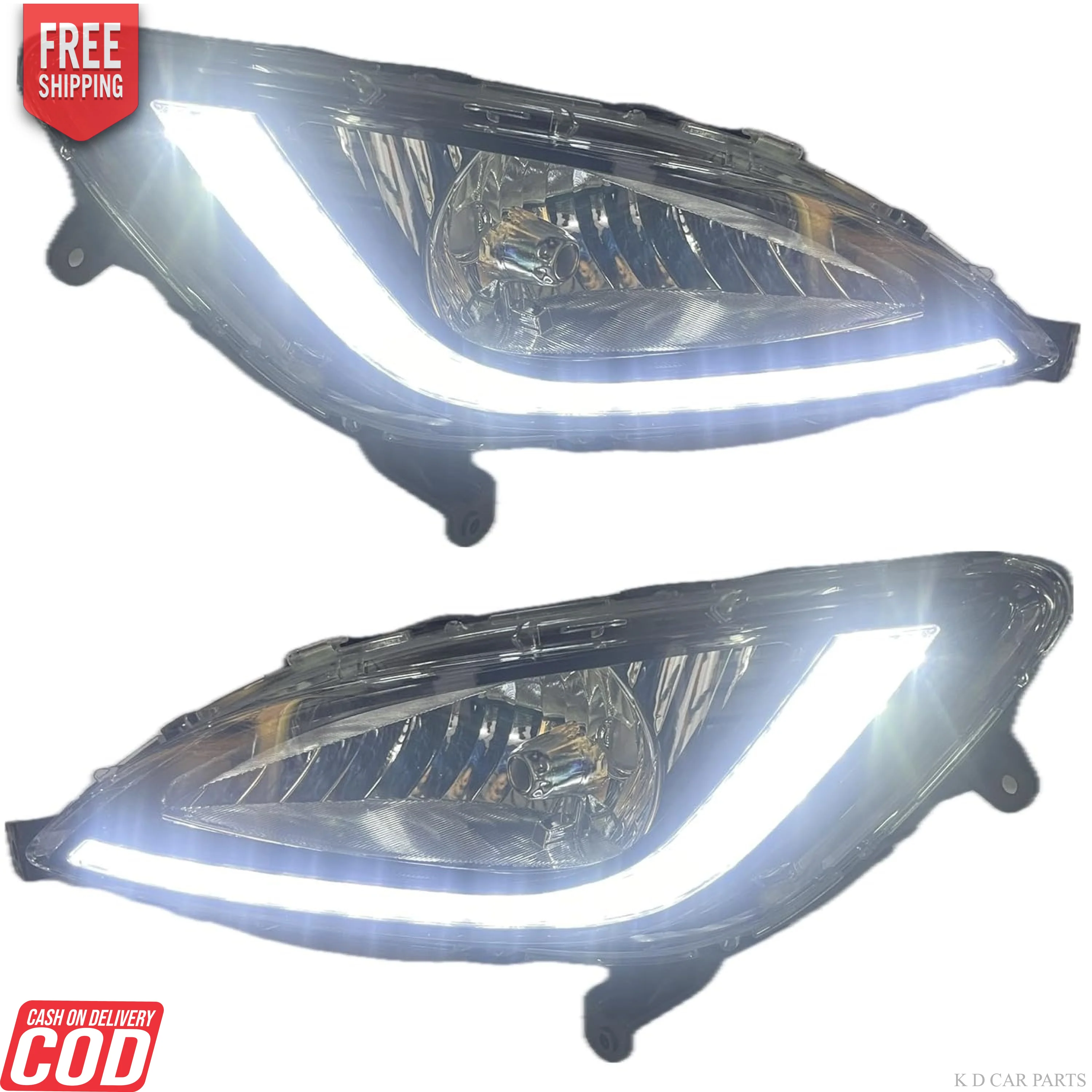 K D LED Fog Lamp  For Hyundai I20 With DRL Indicator Complete KIT (2012-2014) Type 2 - Image 2