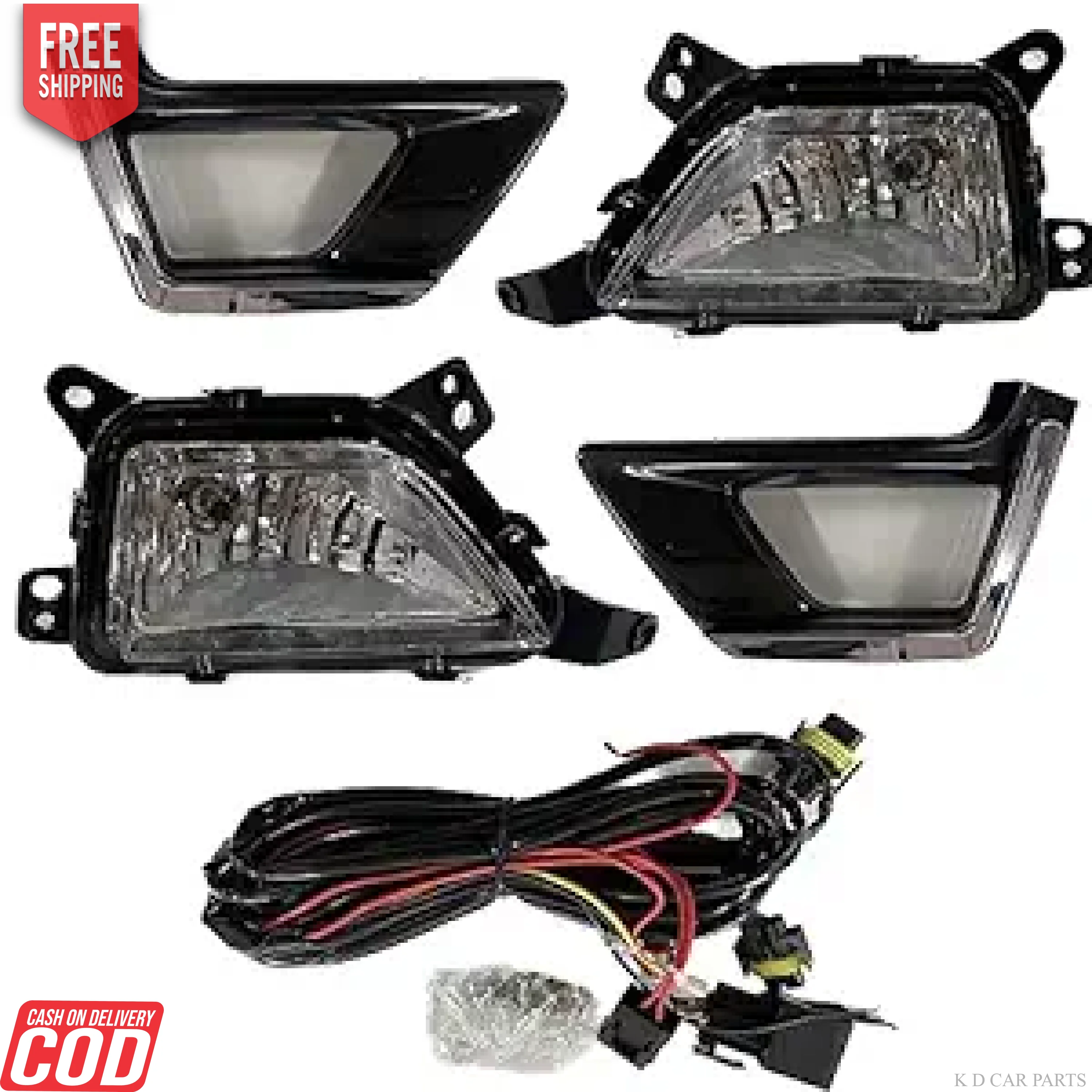 K D Fog Lamp  For Mahindra XUV 300 With Bulb, Grill, Wiring, Switch  Complete Kit 2019-2023 | Halogen