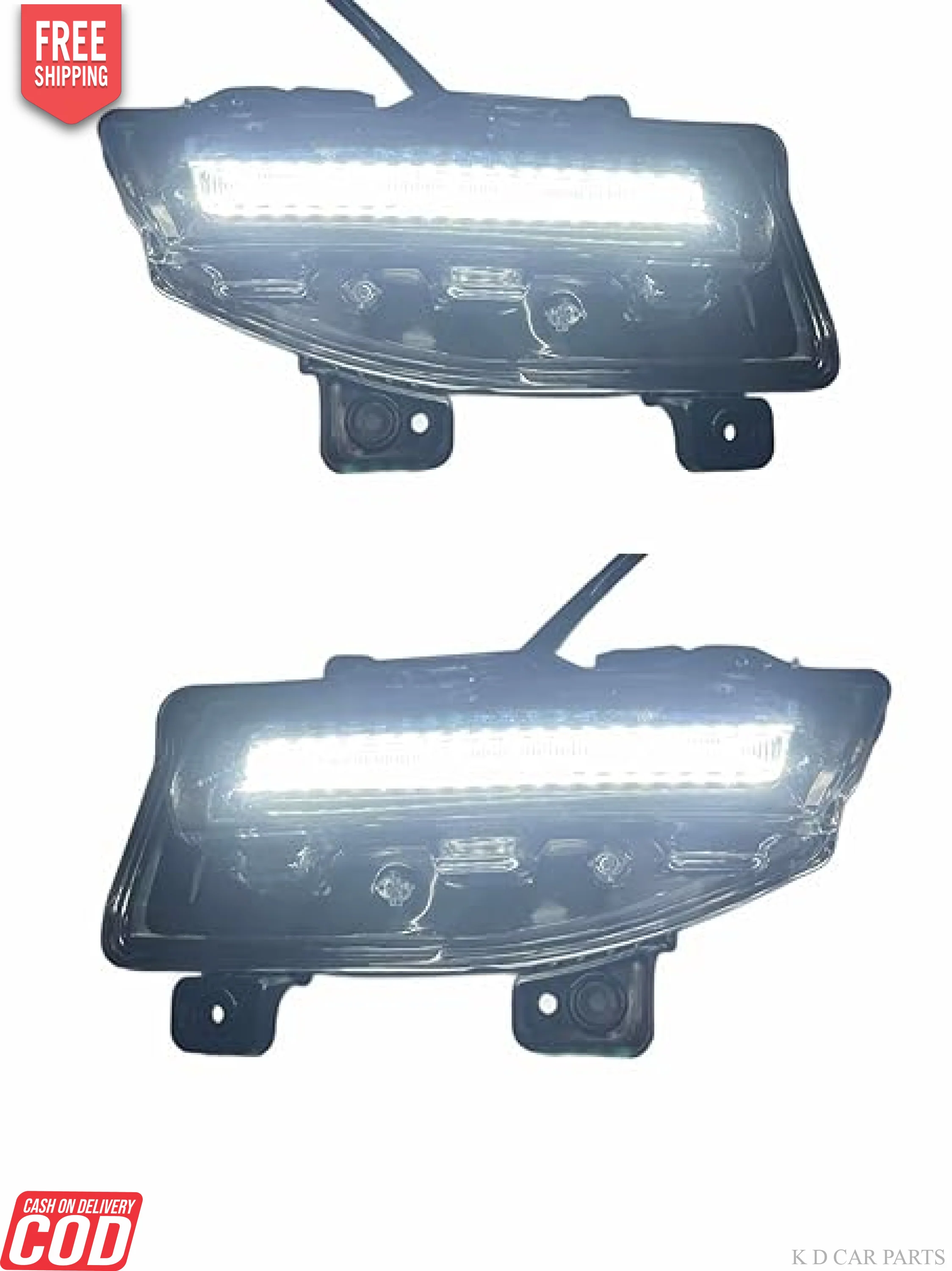K D LED Fog Lamp for Mahindra XUV 300 With Chrome Bezzel, Upper DRL & Wiring (Complete Kit) - Image 2