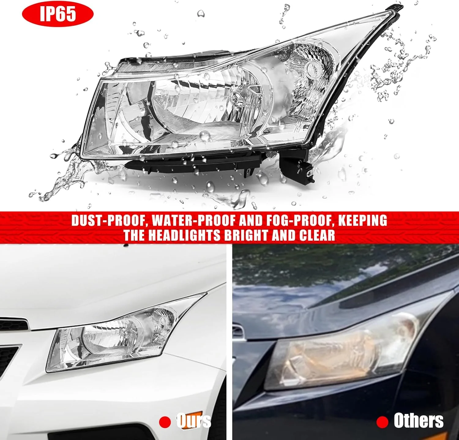 K D Headlight Assembly For Chevrolet Cruze White (2009-2013) - Image 6