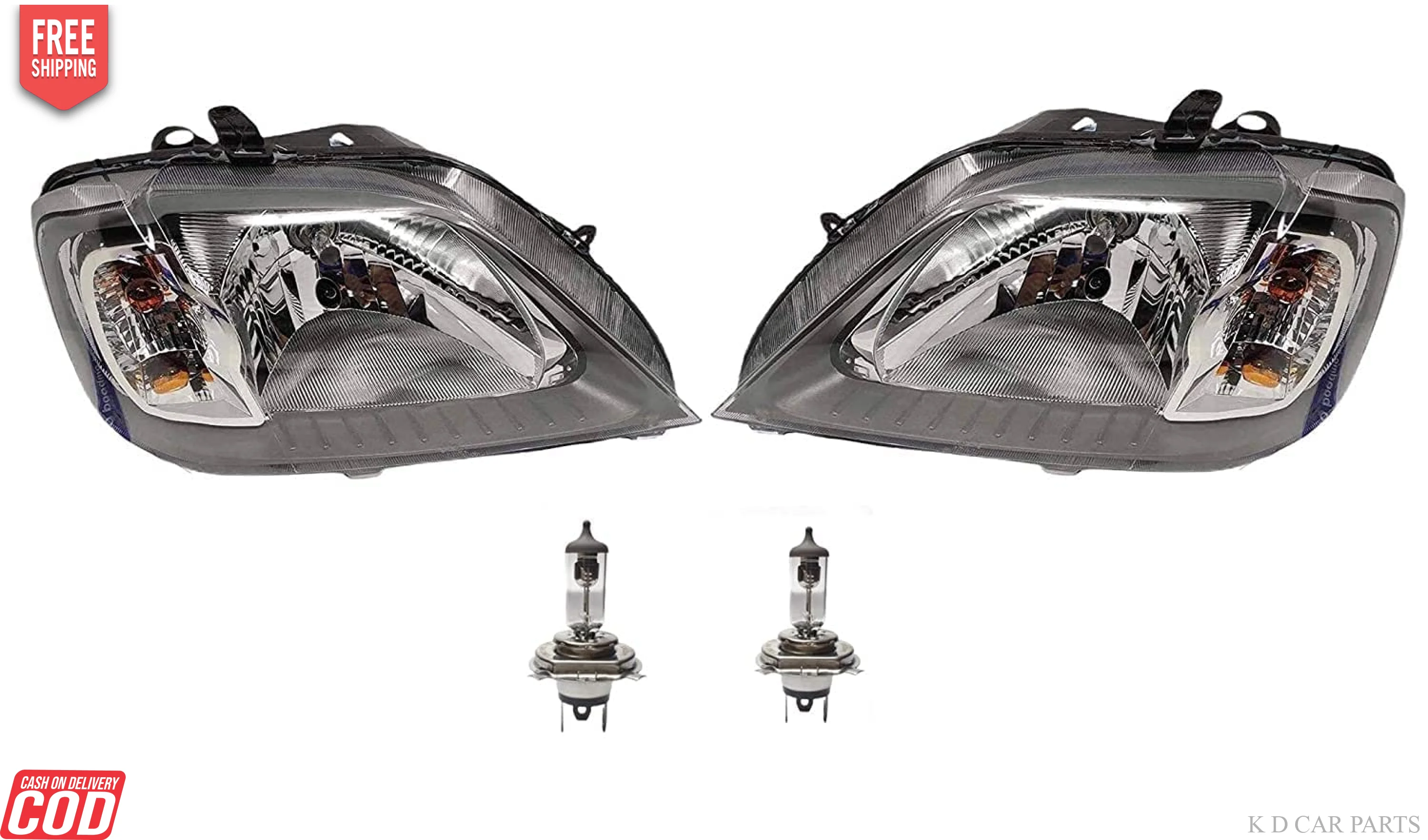 K D Headlight Assembly For Mahindra Logan WHITE (2004-2012) & VERITO (2011-2012)  CHROME ( WITHOUT ADJUSTABLE MOTOR) - Image 7