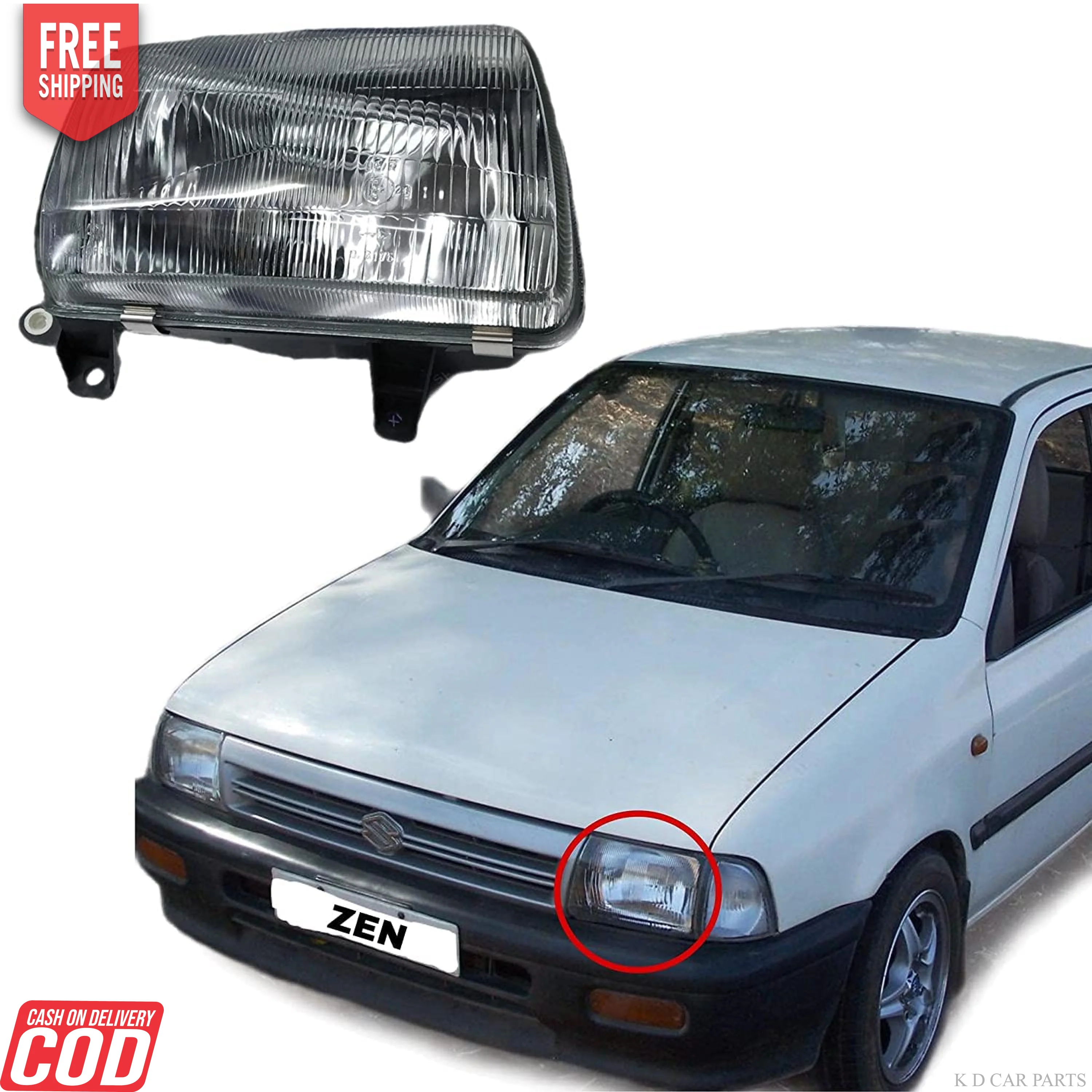 K D Headlight Assembly For Maruti Suzuki Zen 1996-2002 ( WITHOUT ADJUSTABLE MOTOR) - Image 5