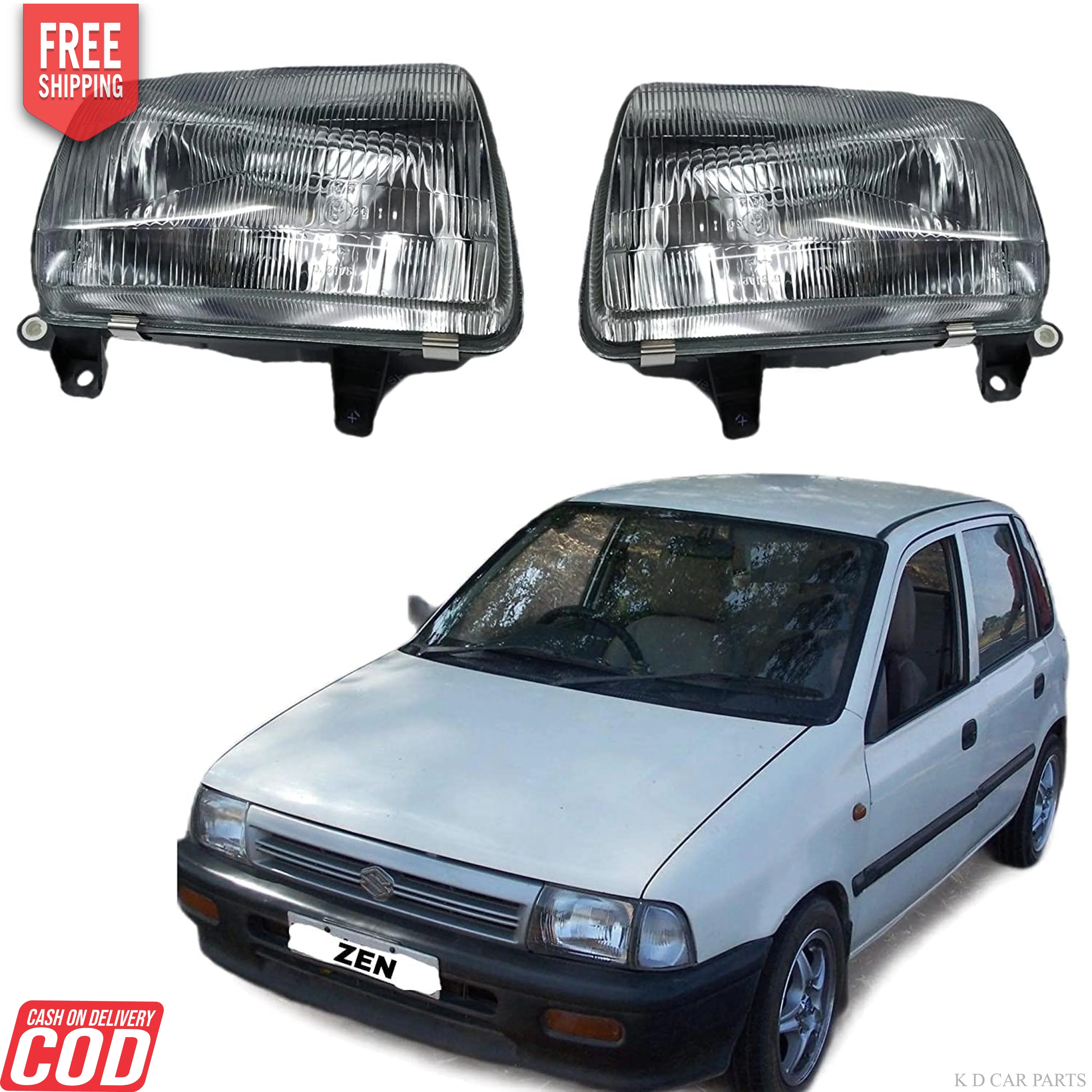 K D Headlight Assembly For Maruti Suzuki Zen 1996-2002 ( WITHOUT ADJUSTABLE MOTOR) - Image 6