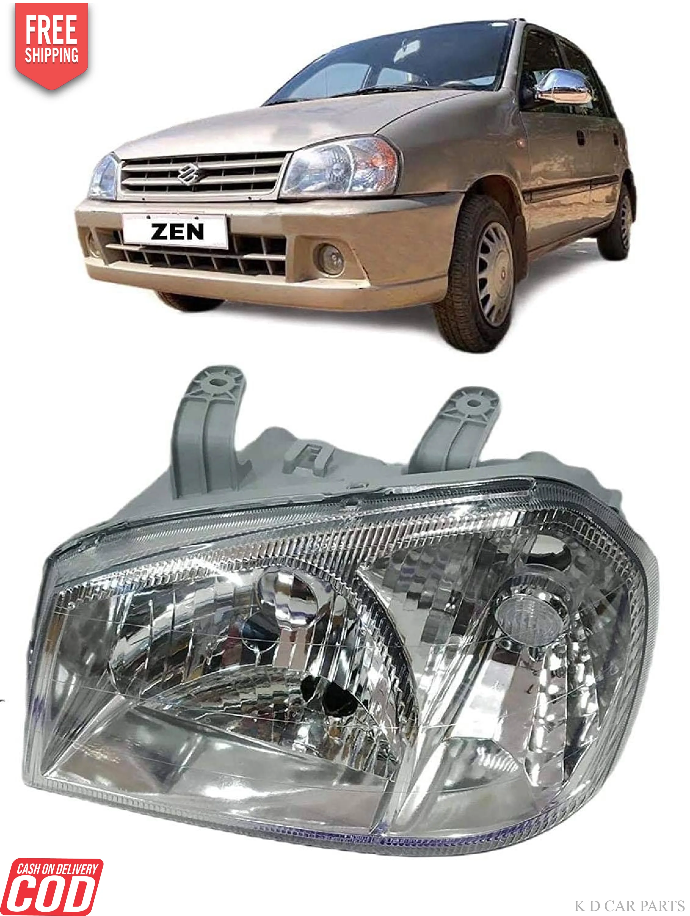 K D Headlight assembly for Maruti Suzuki Zen  Without Motor 2003-2006 ( WITHOUT ADJUSTABLE MOTOR) - Image 6