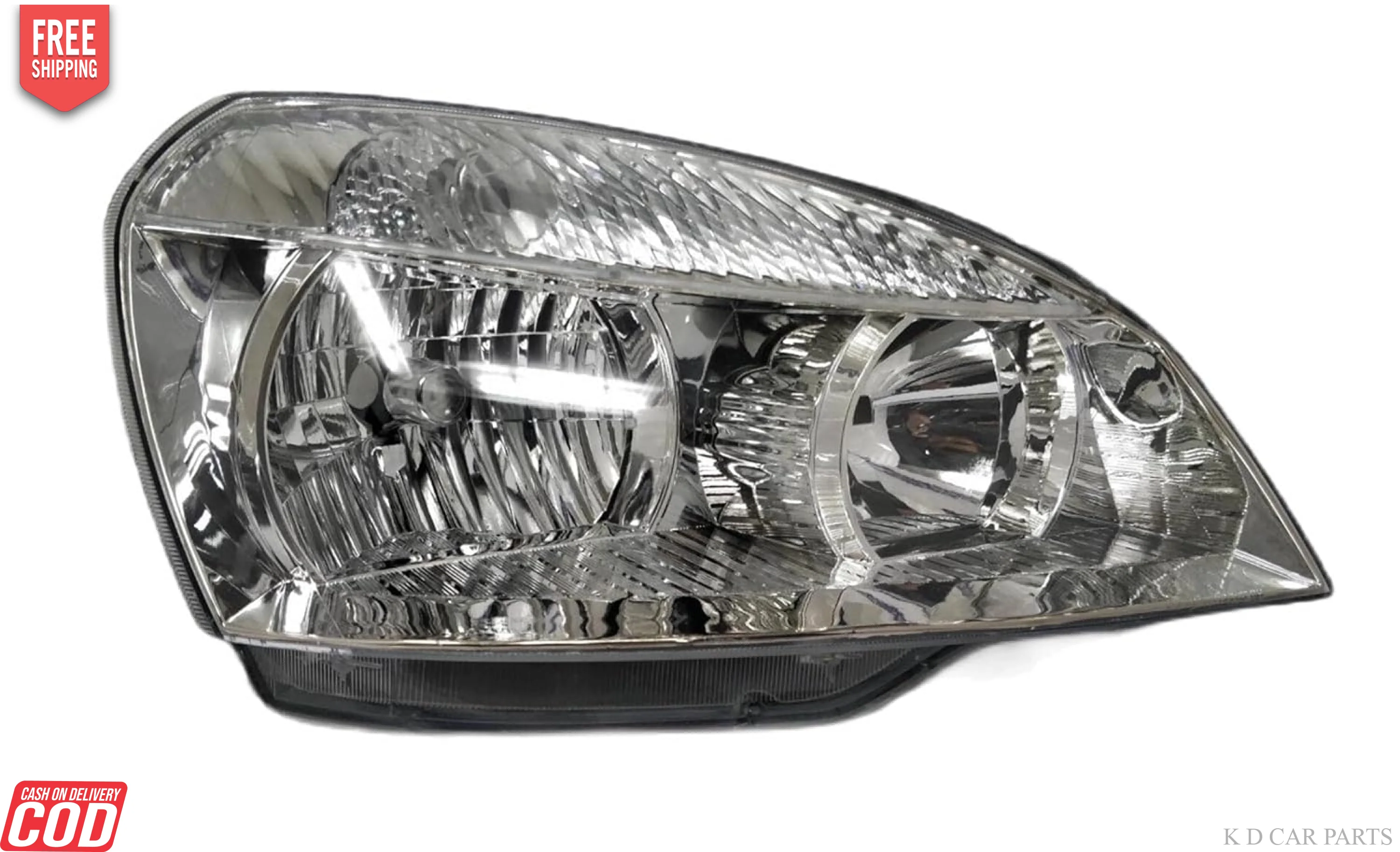 K D Headlight assembly For Tata Indica / INDIGO eCS  WHITE 2002-2018 ( WITHOUT ADJUSTABLE MOTOR)