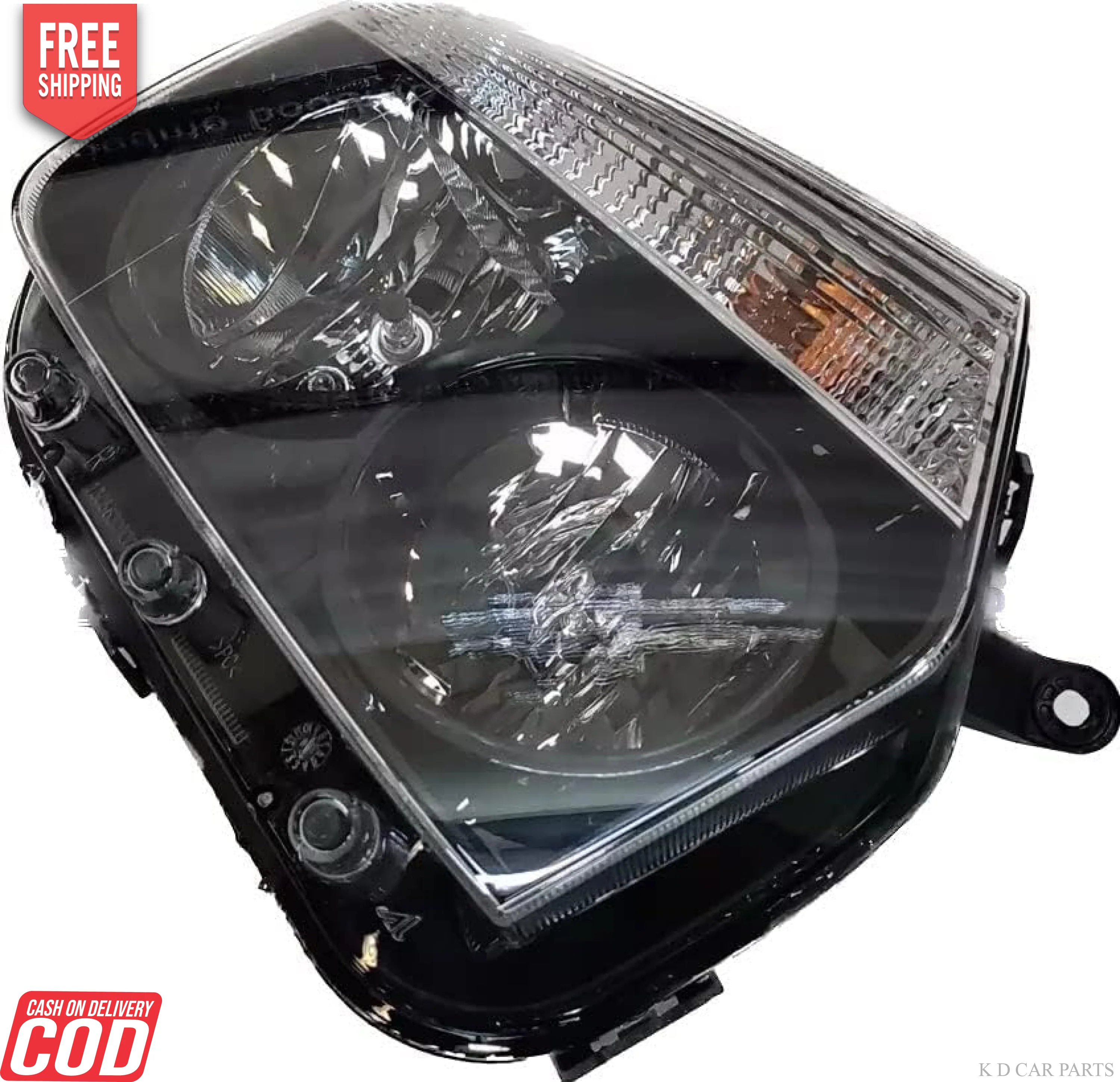 K D Headlight for Renault Duster 110 BLACK  BIG BRACKET TYPE 2