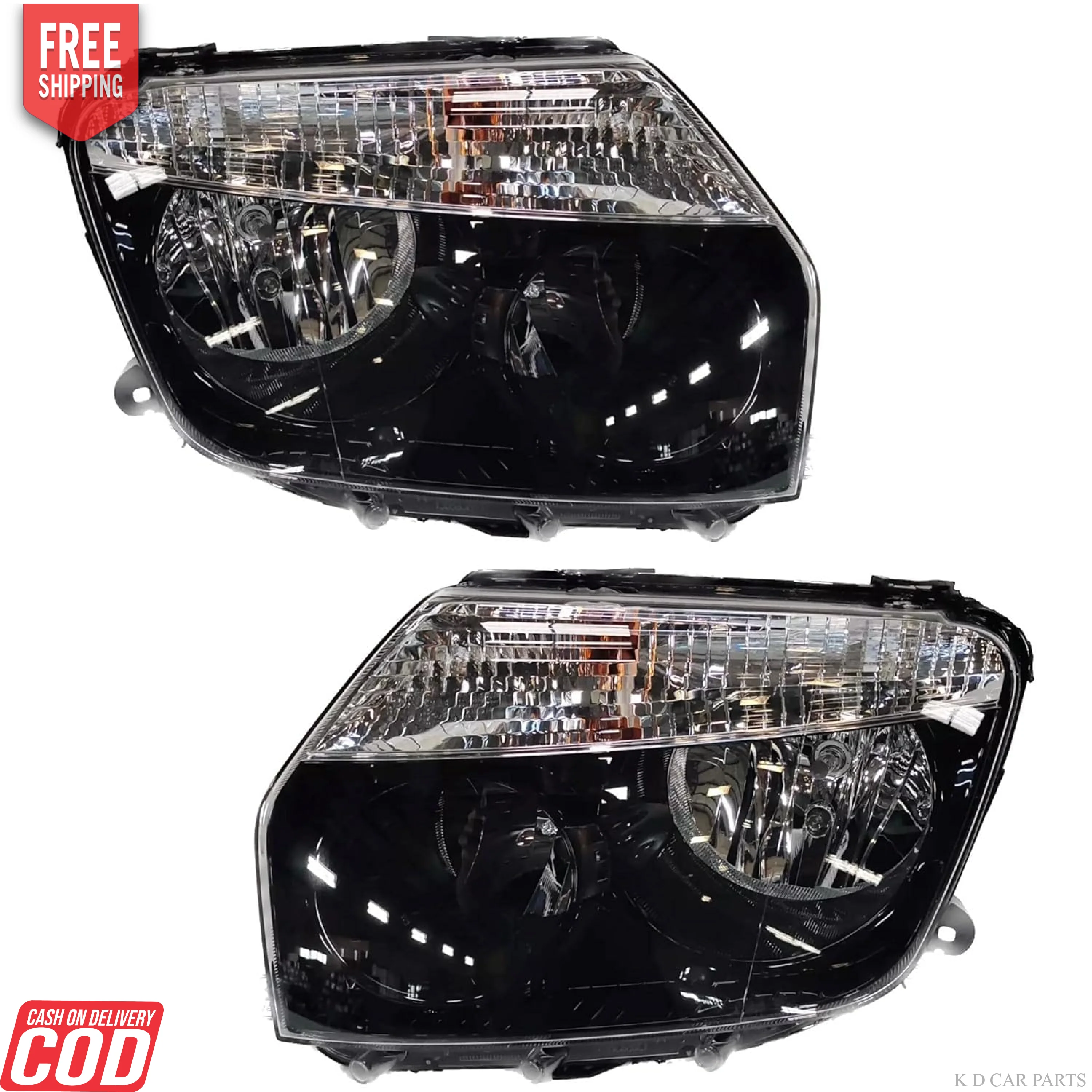 K D Headlight for Renault Duster 110 BLACK  BIG BRACKET TYPE 2 - Image 2