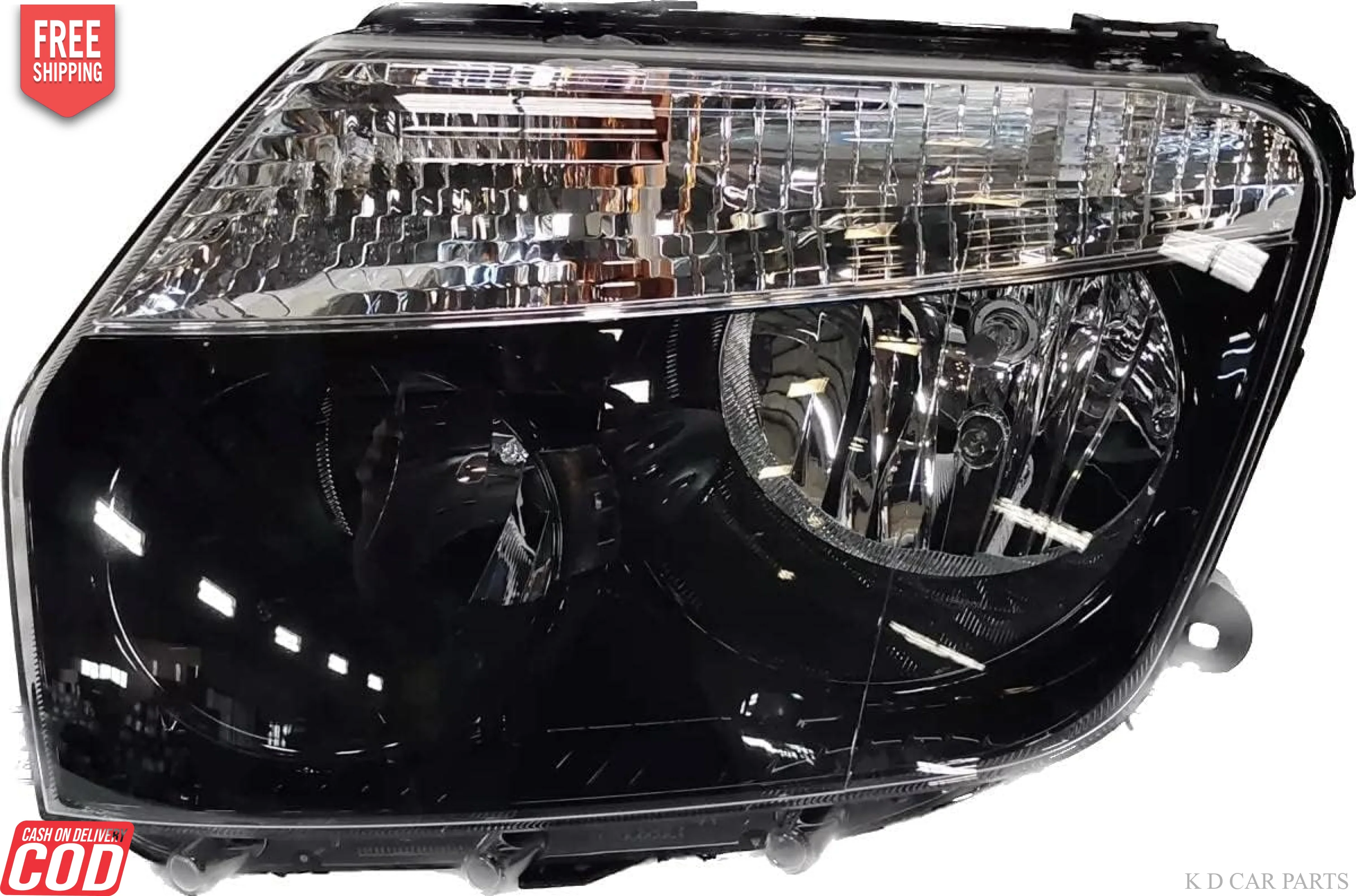 K D Headlight for Renault Duster 110 BLACK  BIG BRACKET TYPE 2 - Image 3
