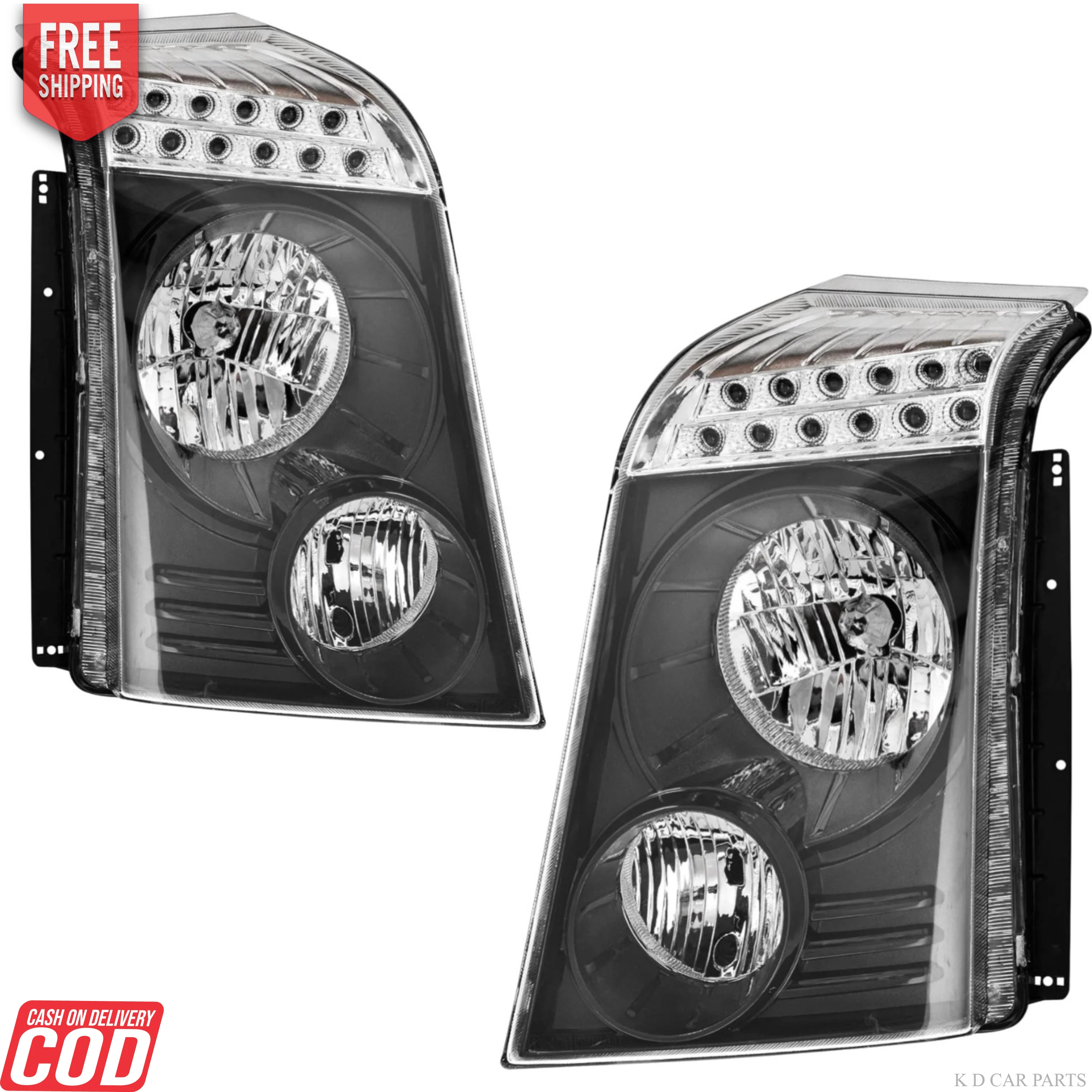 K D Headlight for Tempoo Traveller Black Without Adjustable Motor 2010-2018 - Image 3