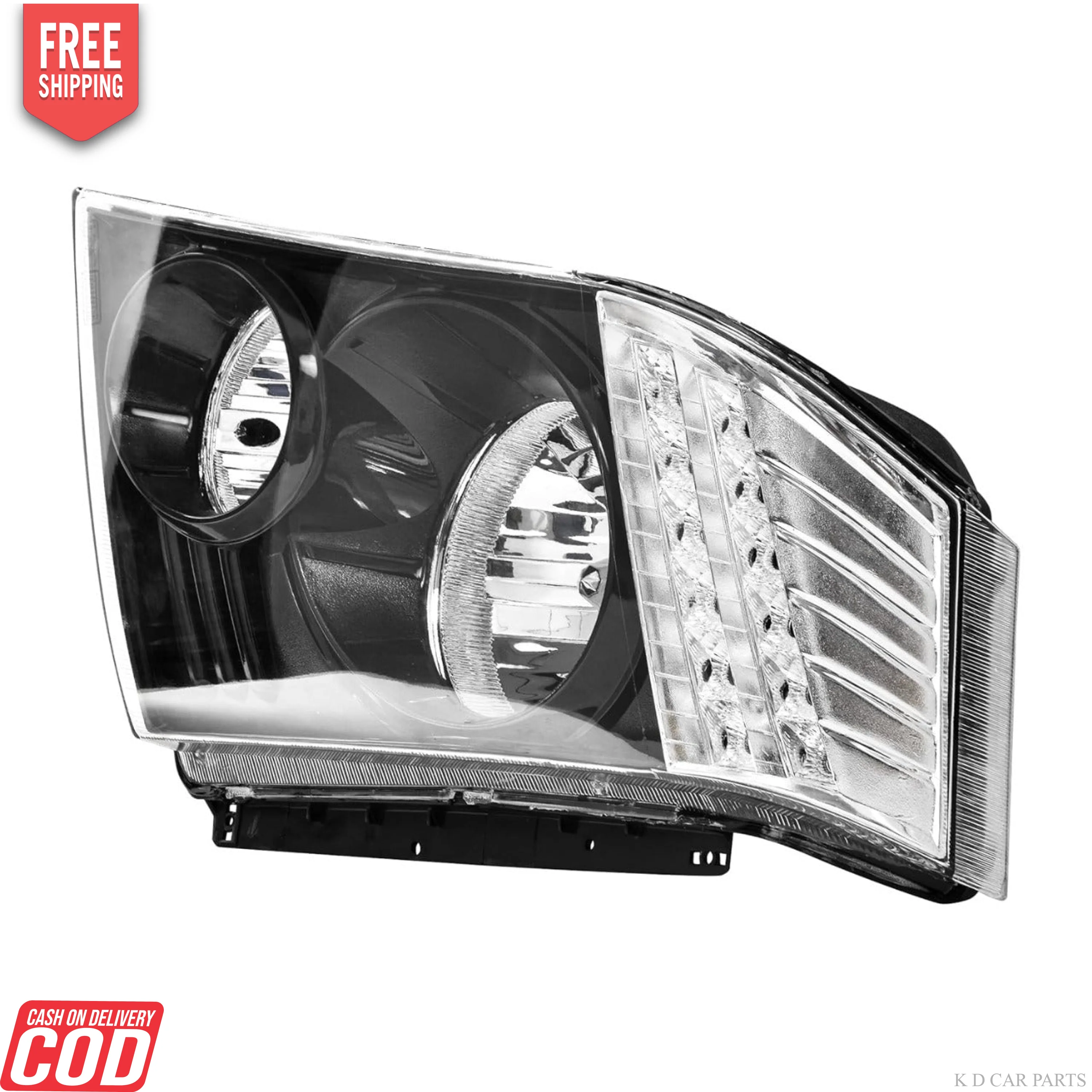K D Headlight for Tempoo Traveller Black Without Adjustable Motor 2010-2018 - Image 4
