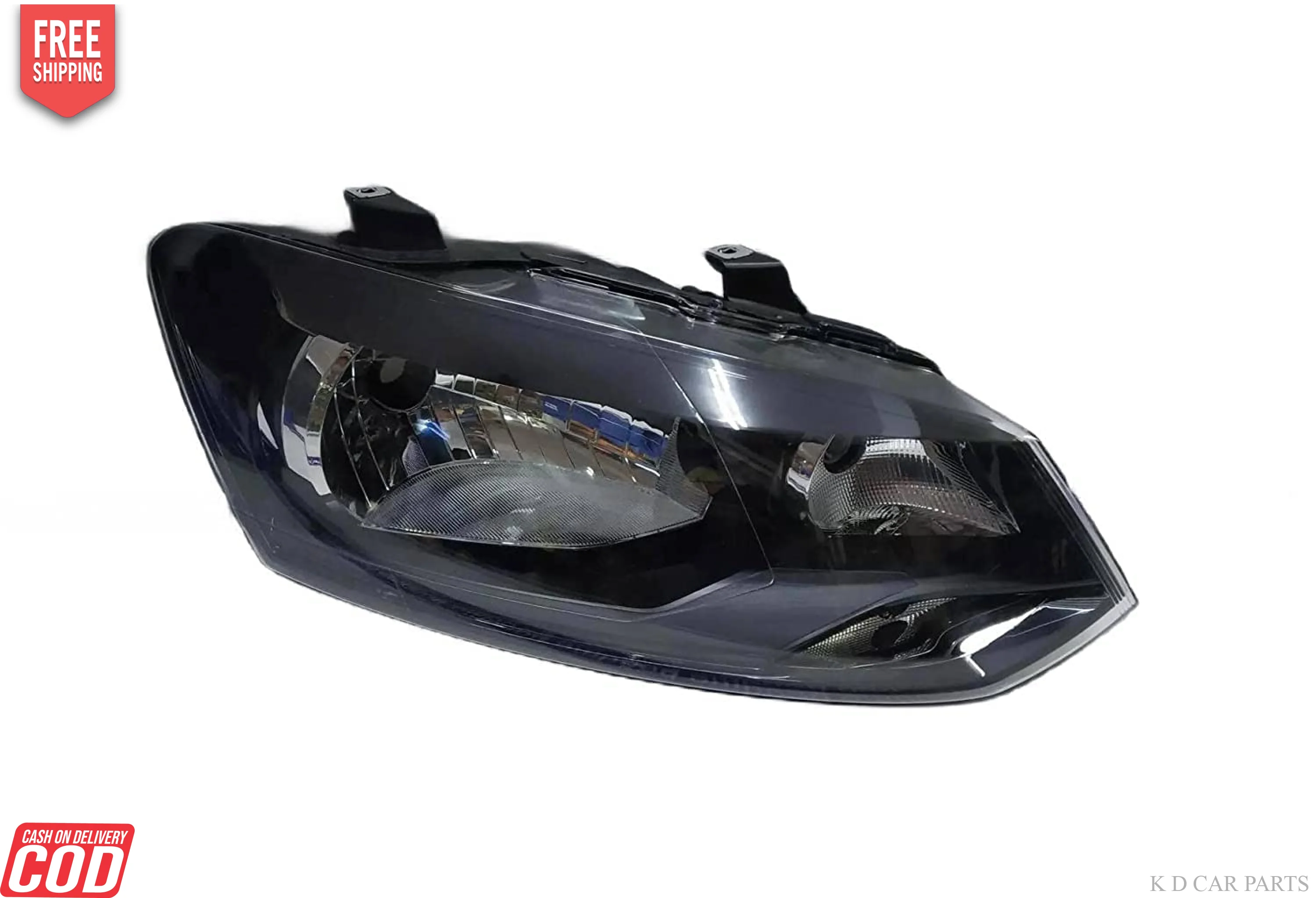 K D Headlight for VW Polo & Vento (BLACK) Without Adjustable Motor & Without Projector  ( WITHOUT ADJUSTABLE MOTOR)