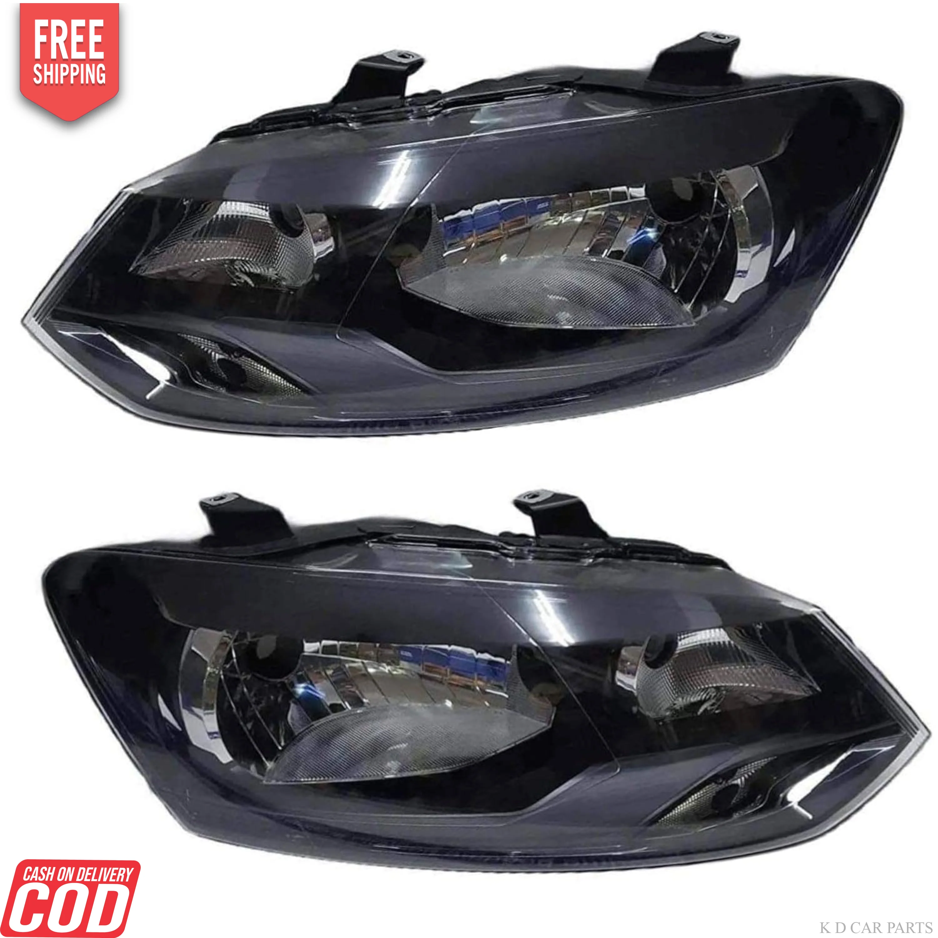 K D Headlight for VW Polo & Vento (BLACK) Without Adjustable Motor & Without Projector  ( WITHOUT ADJUSTABLE MOTOR) - Image 2
