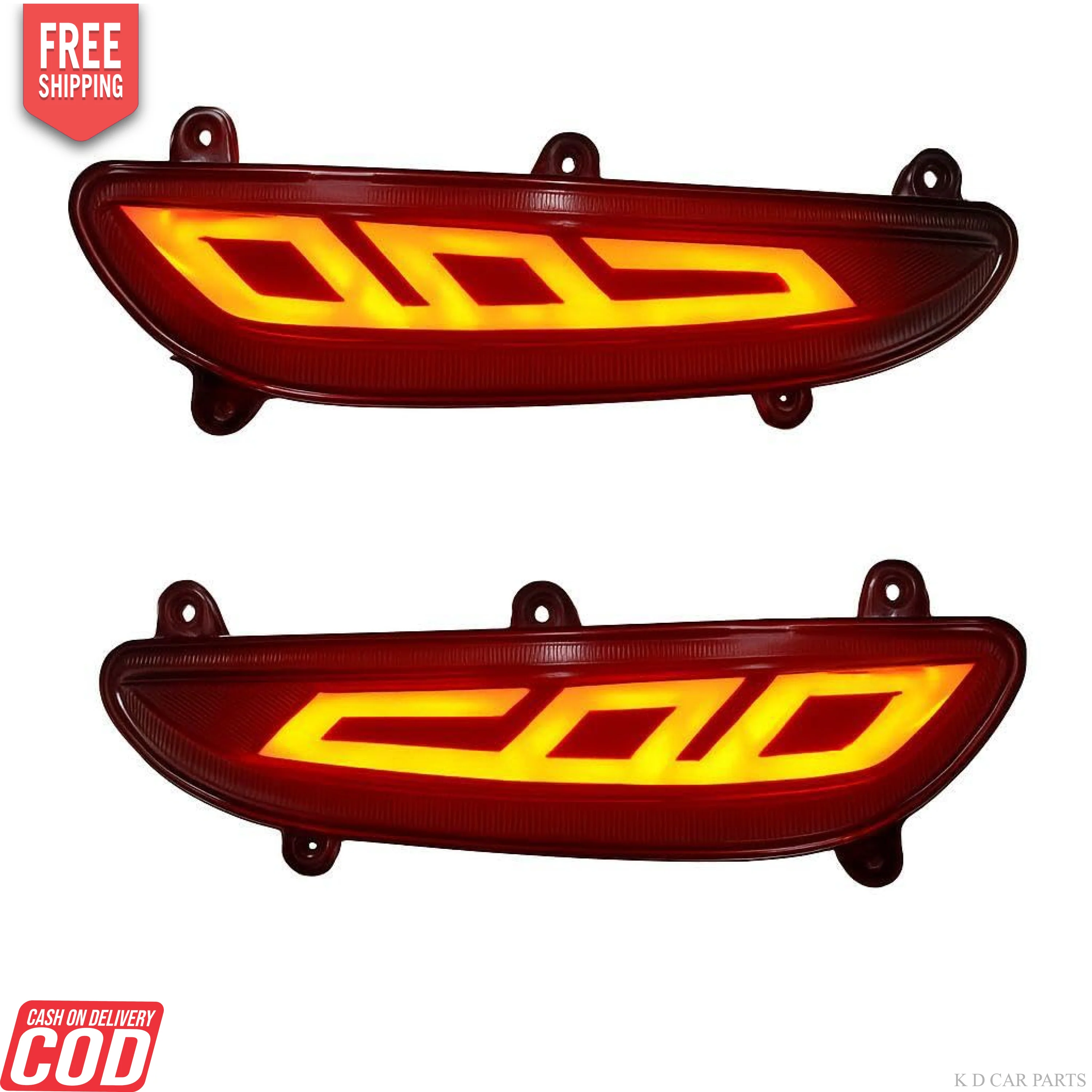 K D LED Bumper Reflector Lights for Hyundai I 20 Type 1 Left & Right Side 2015-2017