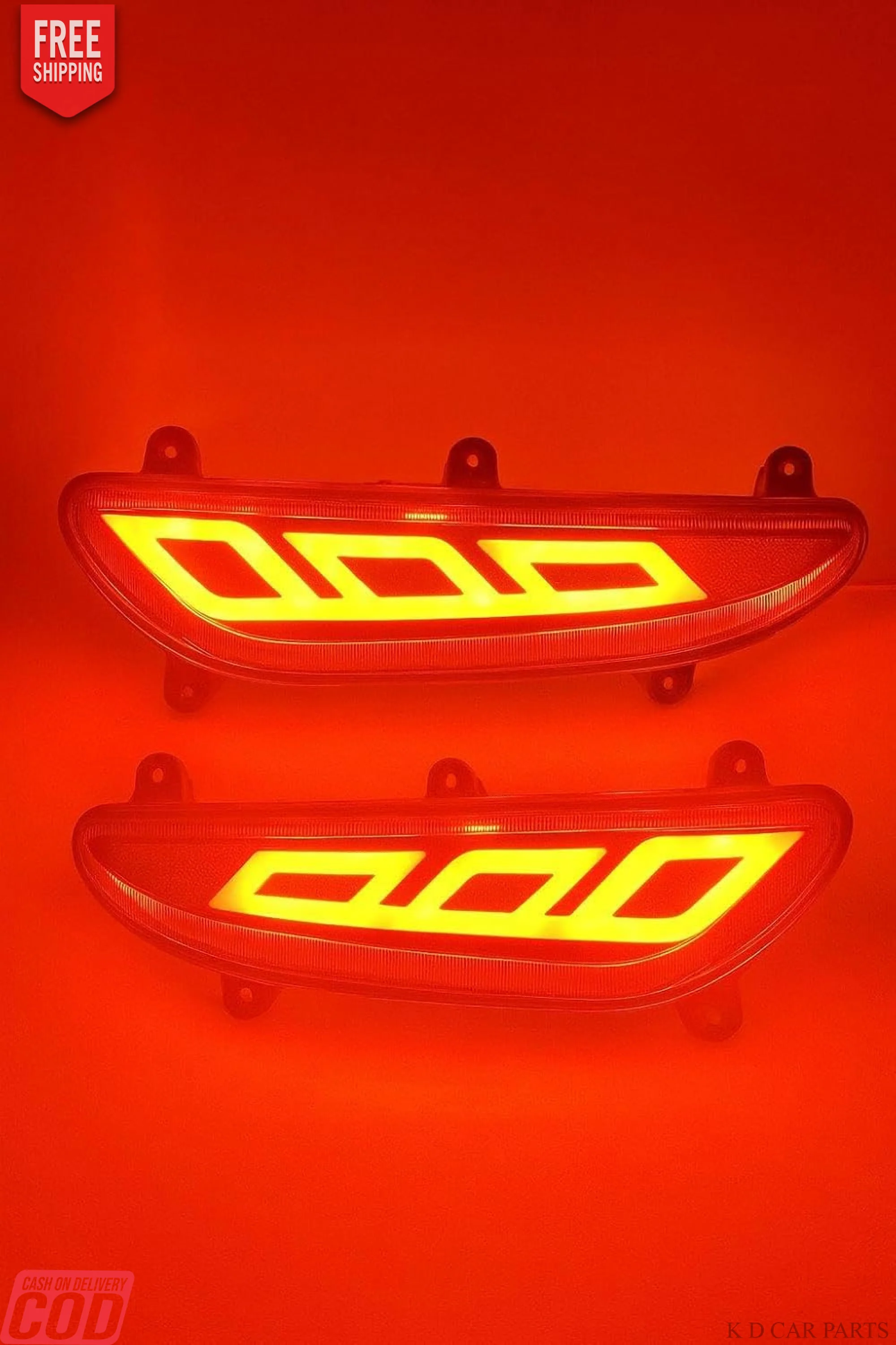 K D LED Bumper Reflector Lights for Hyundai I 20 Type 1 Left & Right Side 2015-2017 - Image 2