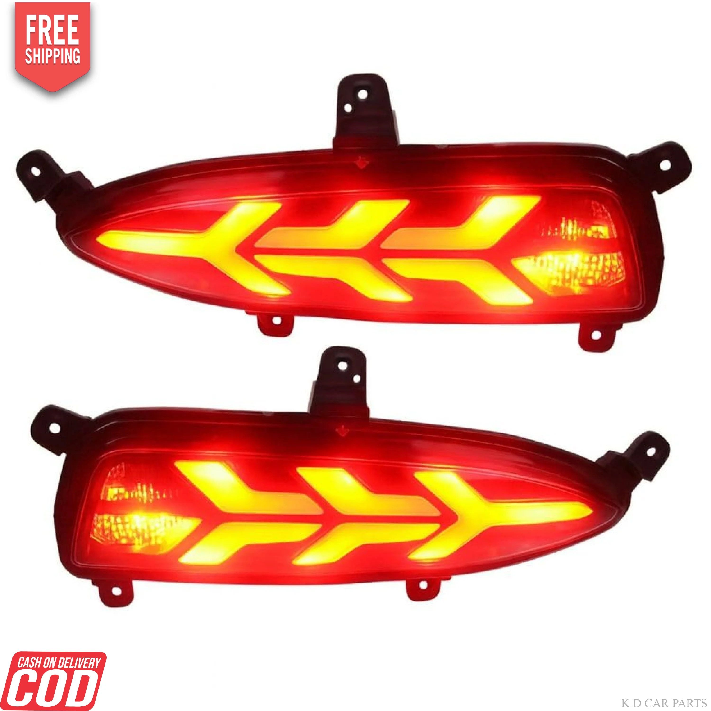 K D LED Bumper Reflector Lights for Hyundai I 20 Type 2 Left & Right Side 2018-2020