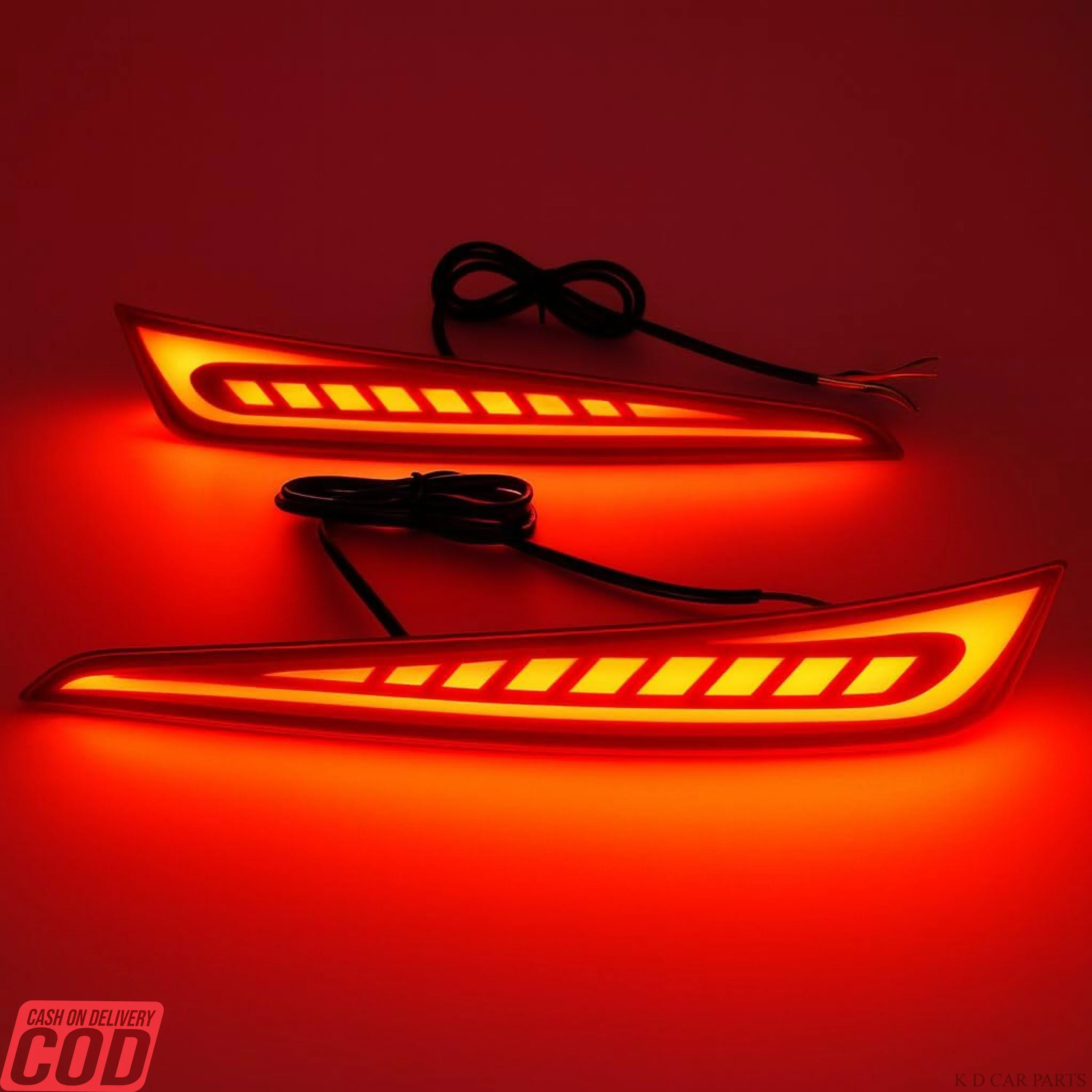 K D LED Bumper Reflector Lights for Hyundai I 20 Type 3 Left & Right Side 2020-2023