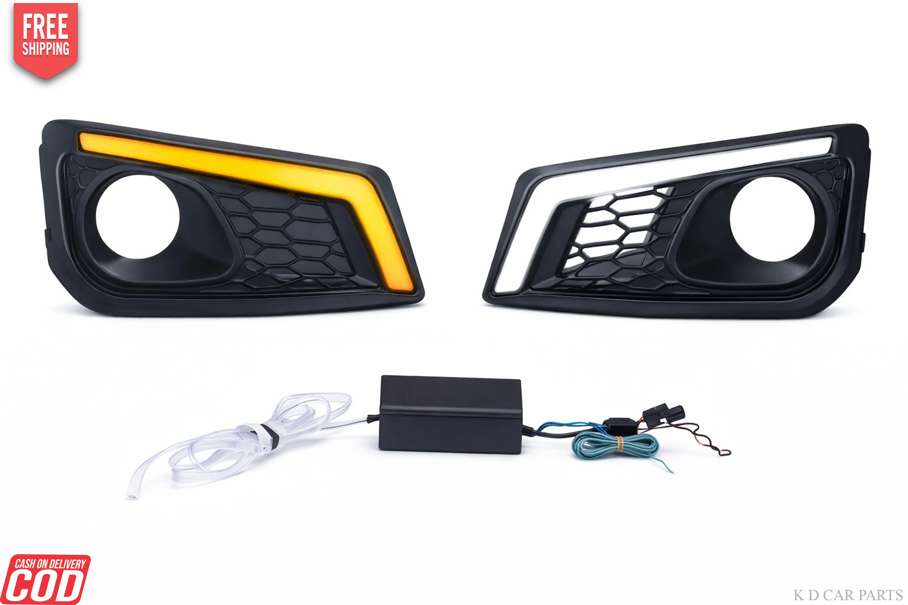 K D LED DRL Fog Lamp Cover for Honda Amaze 2018-2026 White DRL & Amber Indicator