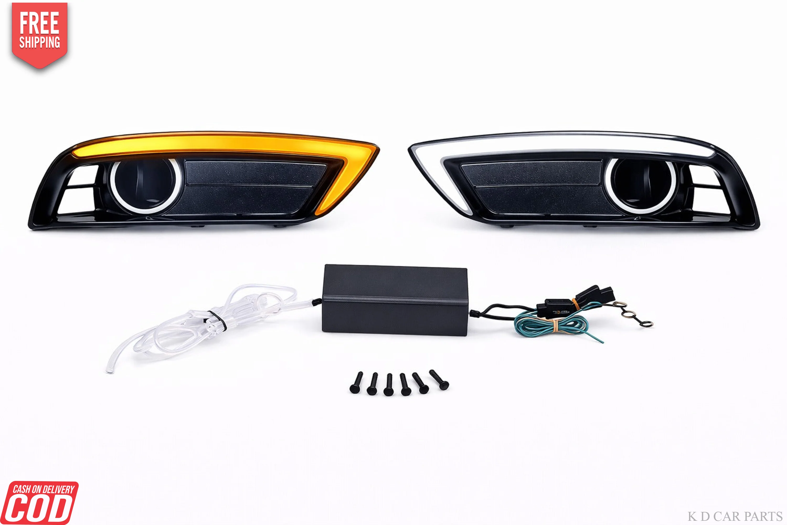 K D LED DRL Fog Lamp Cover for Hyundai Venue 2019-2022 White DRL & Amber Indicator | Waterproof Car Exterior Accessory