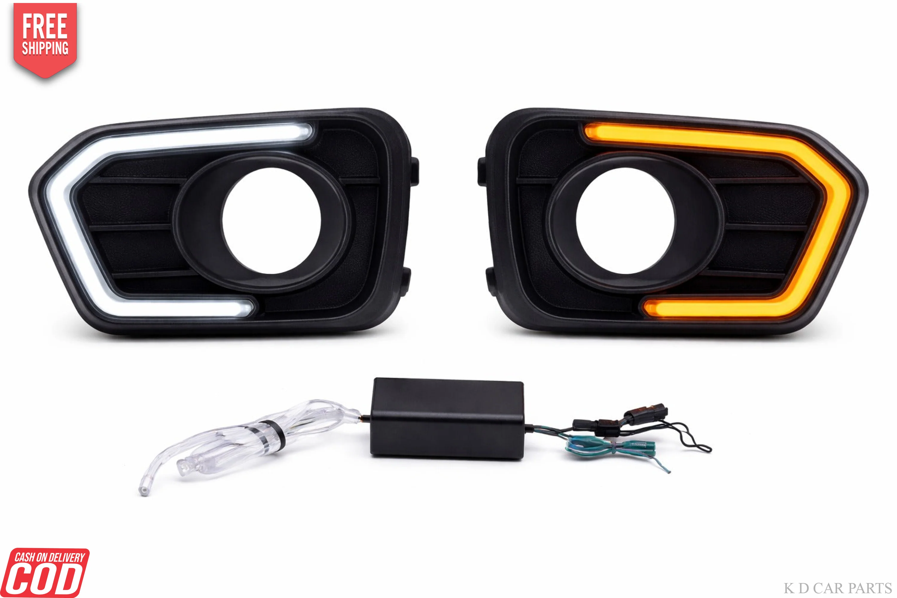 K D LED DRL Fog Lamp Cover for Maruti Suzuki BREZZA 2020-2022 White DRL & Amber Indicator | Waterproof Car Exterior Accessory