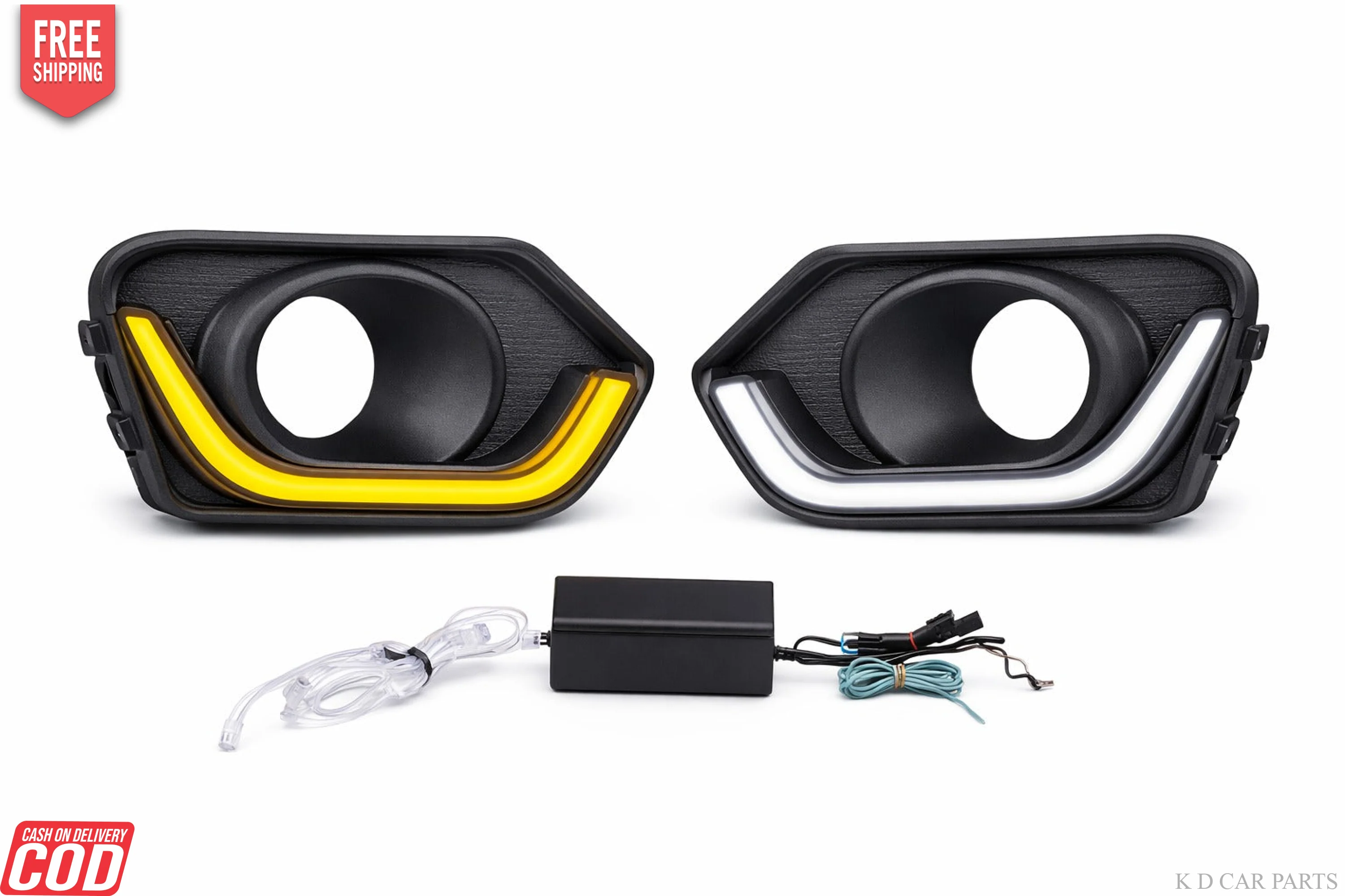K D LED DRL Fog Lamp Cover for Maruti Suzuki DZIRE 2017-2019 White DRL & Amber Indicator | Waterproof Car Exterior Accessory