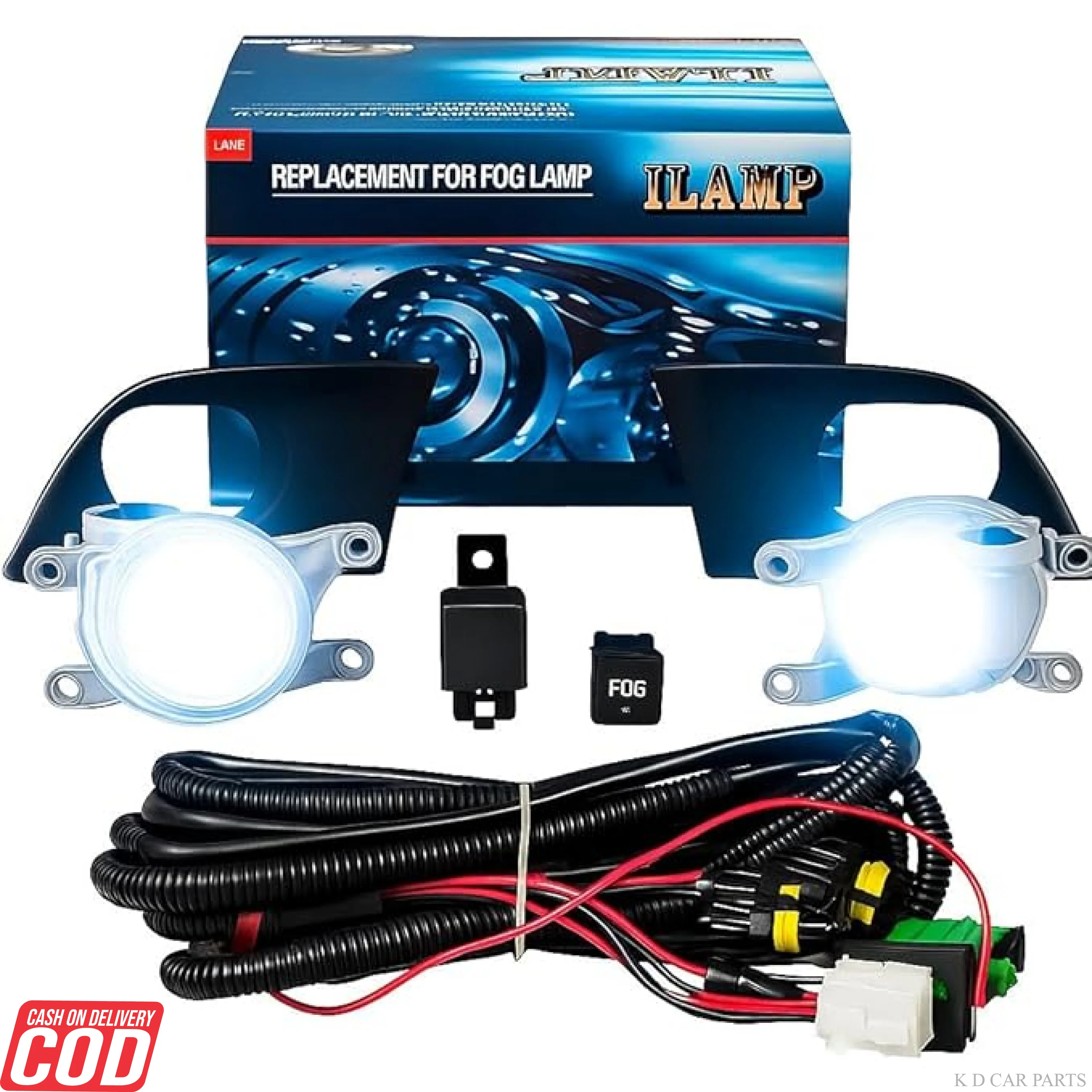 K D LED Fog Lamp Set for Toyota Innova Hycross  Complete Kit with Wiring, Brackets, 2023-NOW