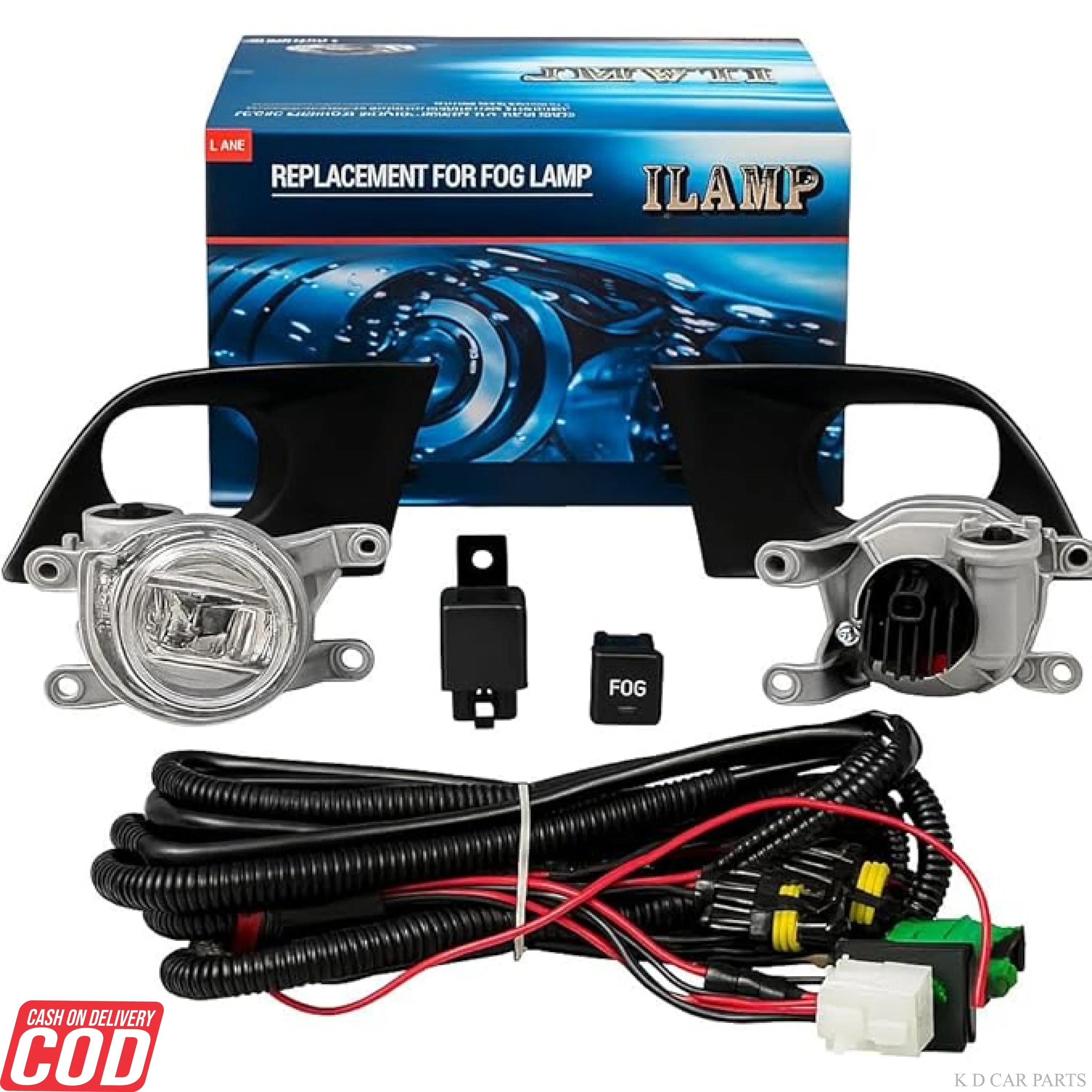 K D LED Fog Lamp Set for Toyota Innova Hycross  Complete Kit with Wiring, Brackets, 2023-NOW - Image 2