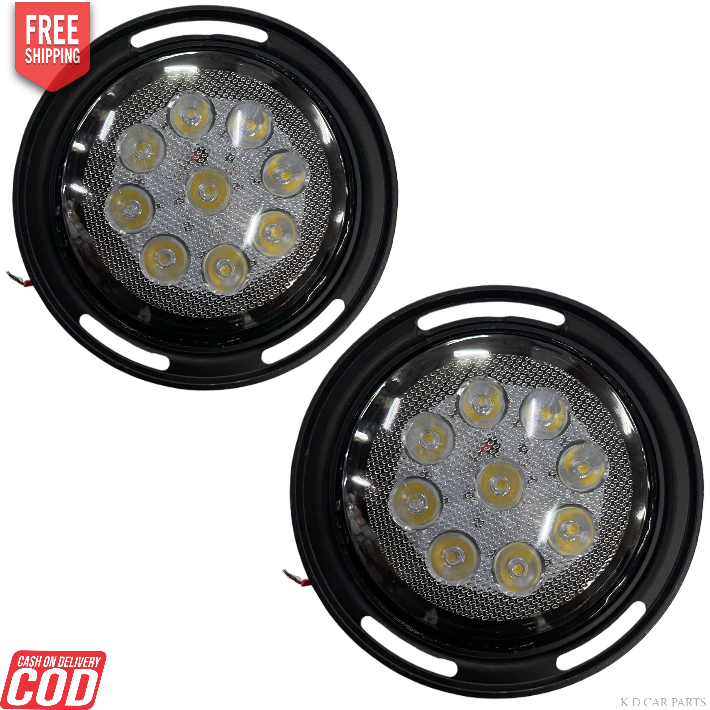 K D LED Fog Lamp Set for Toyata Etios/Liva, White 2010-2021 Models