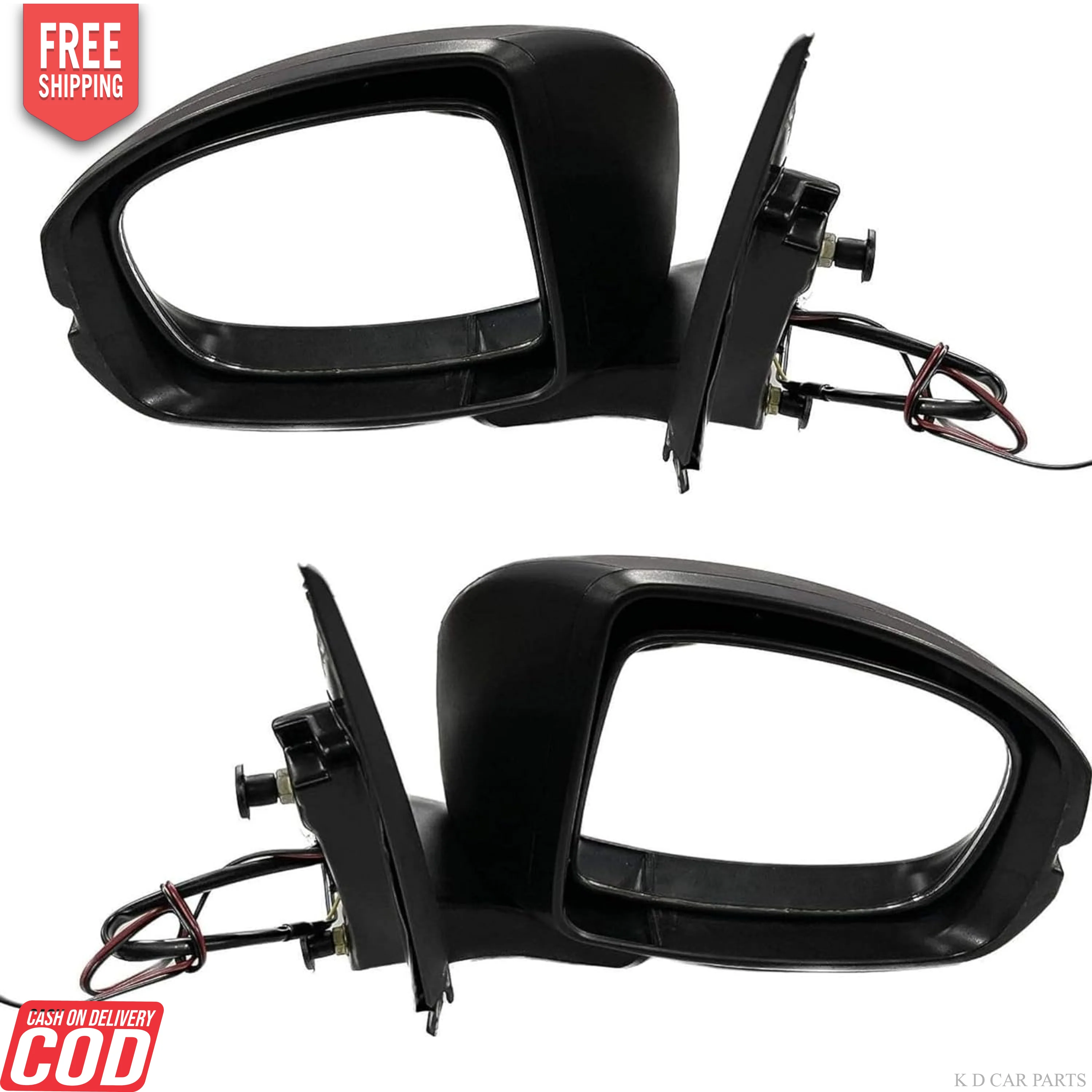 K D Side/Door Mirror for Honda Amaze 2018 Motor Plus Indicator Manual Fold (Black) WITH COUPLER - Image 7