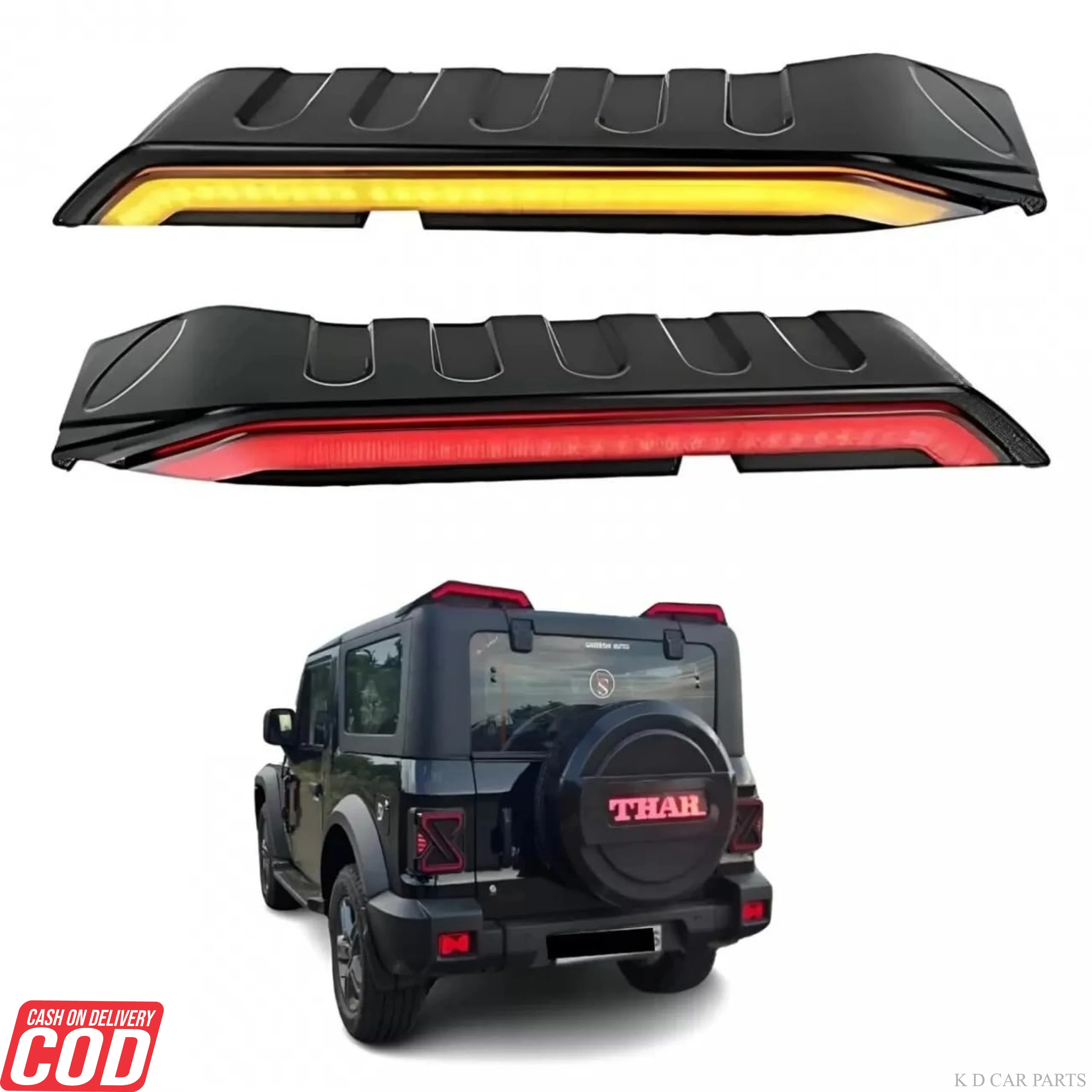 K D Stylish Spoiler Type LED Lights, Roof Lights for Mahindra Thar,Thar Roxx & Suzuki Jimmy 2020, Matrix Function, ABS Quality DRL Type Indicator Lights - Image 3
