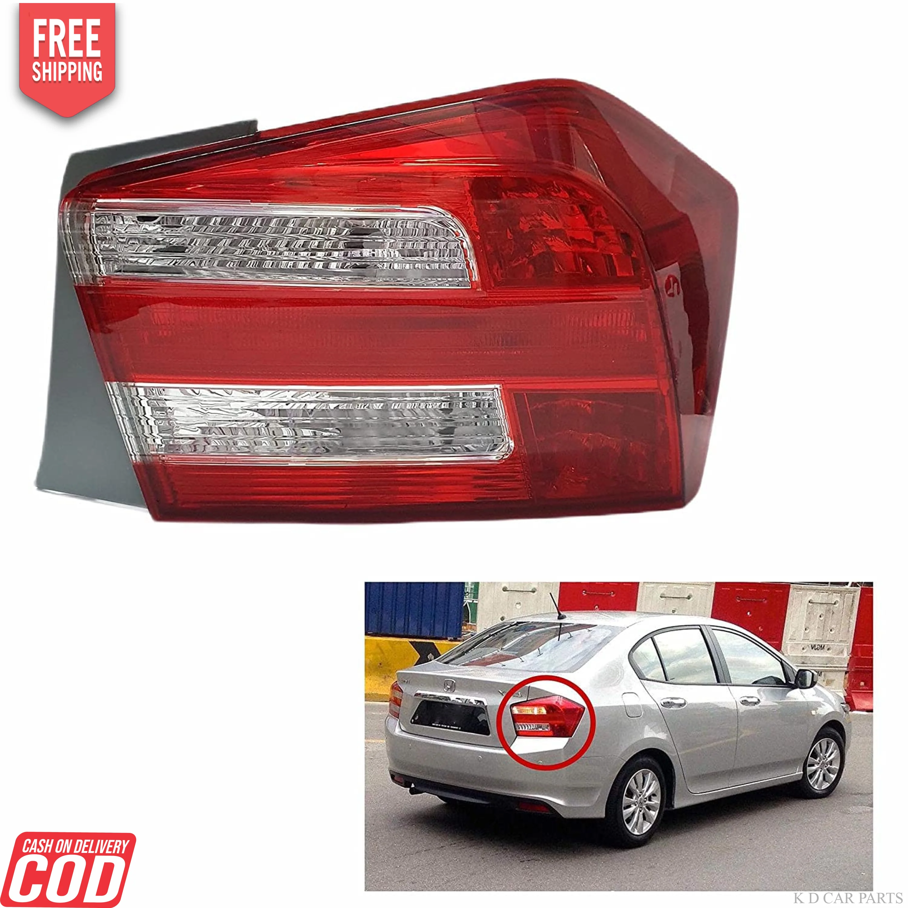 K D Tail light/Back light assembly for Honda City Type- 6 IVTEC 2012-2013