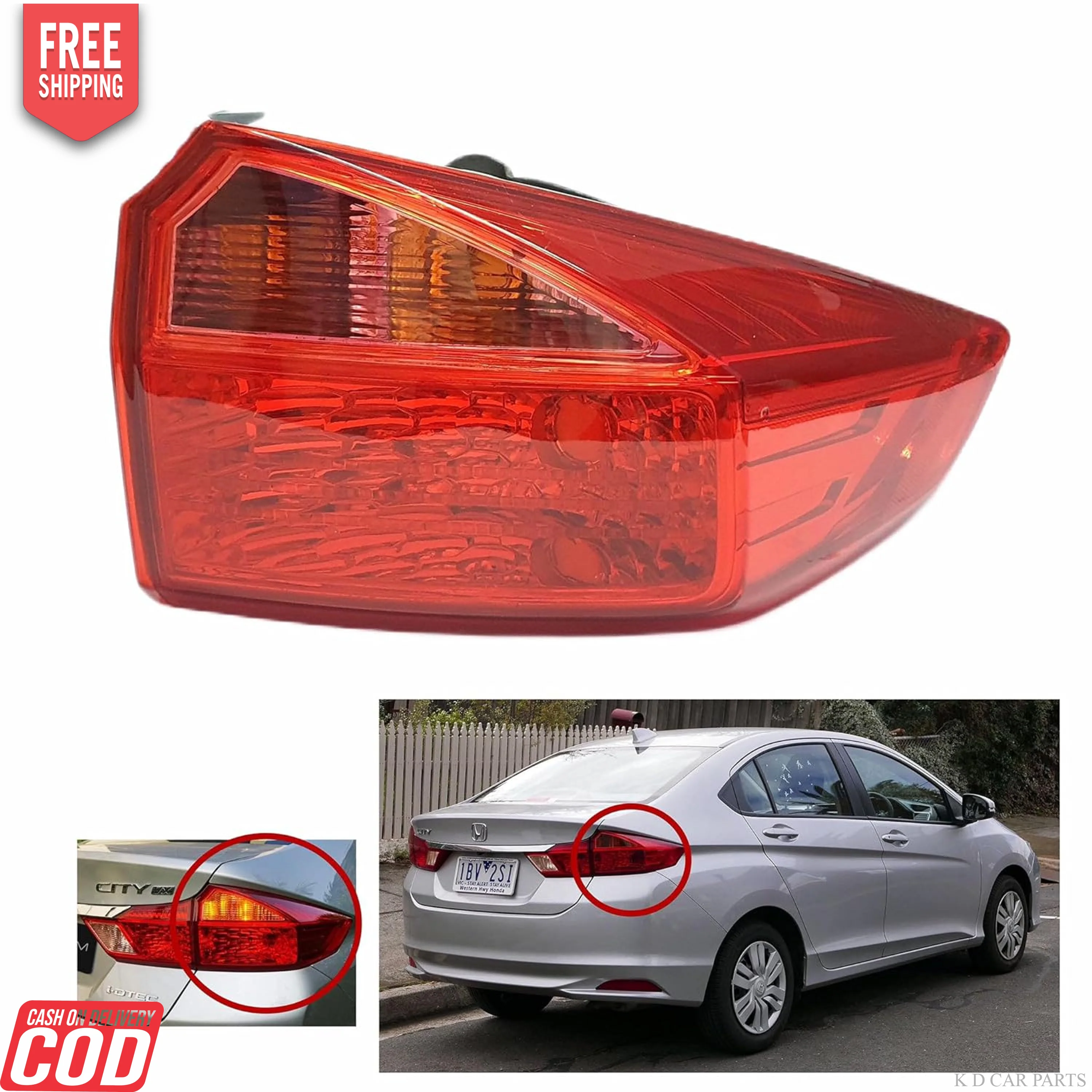 K D Tail light/Back light assembly For Honda City Type- 7 (2014-2023)