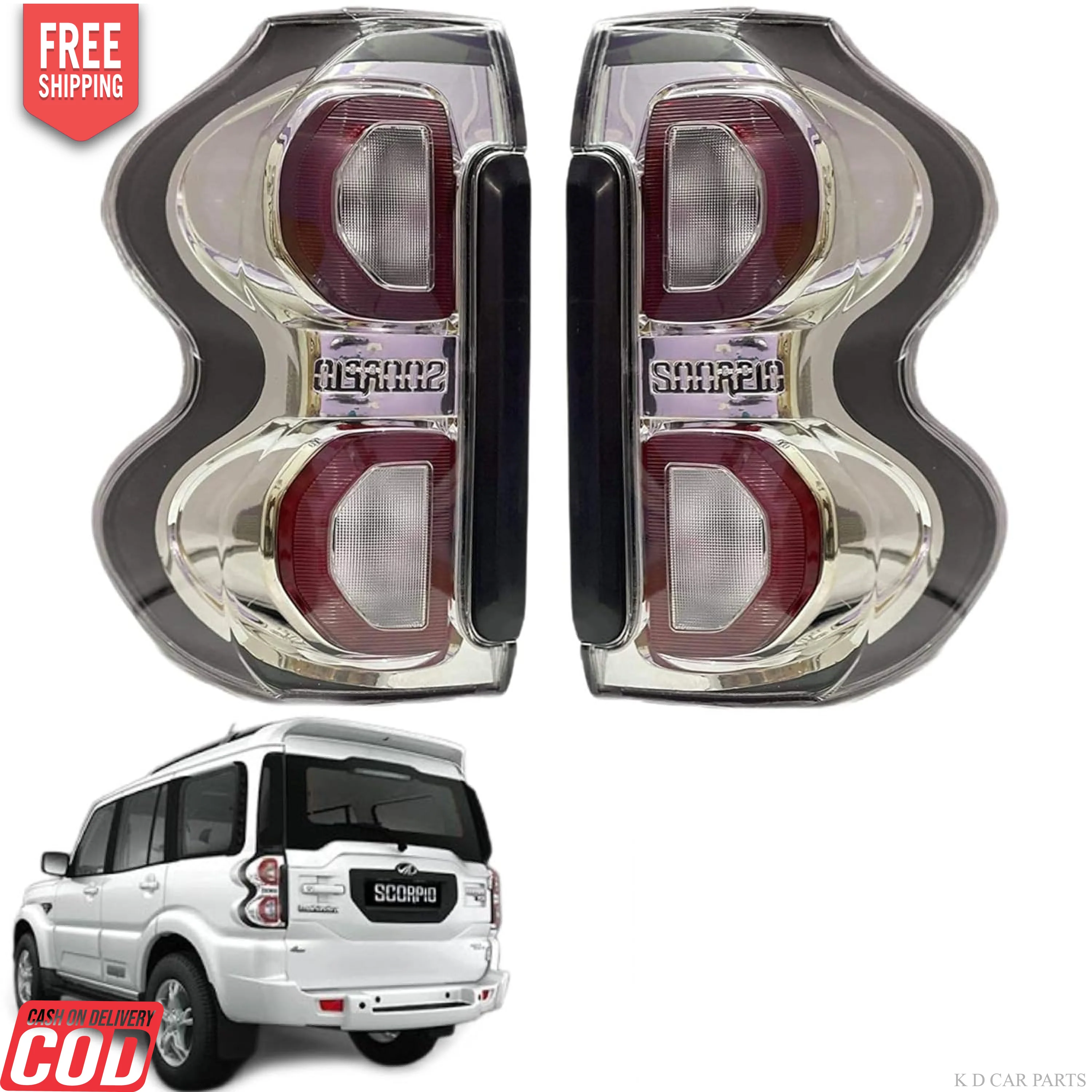 K D Taillight/Back Light For Mahindra Scorpio S10 White (Halogen) - Image 5